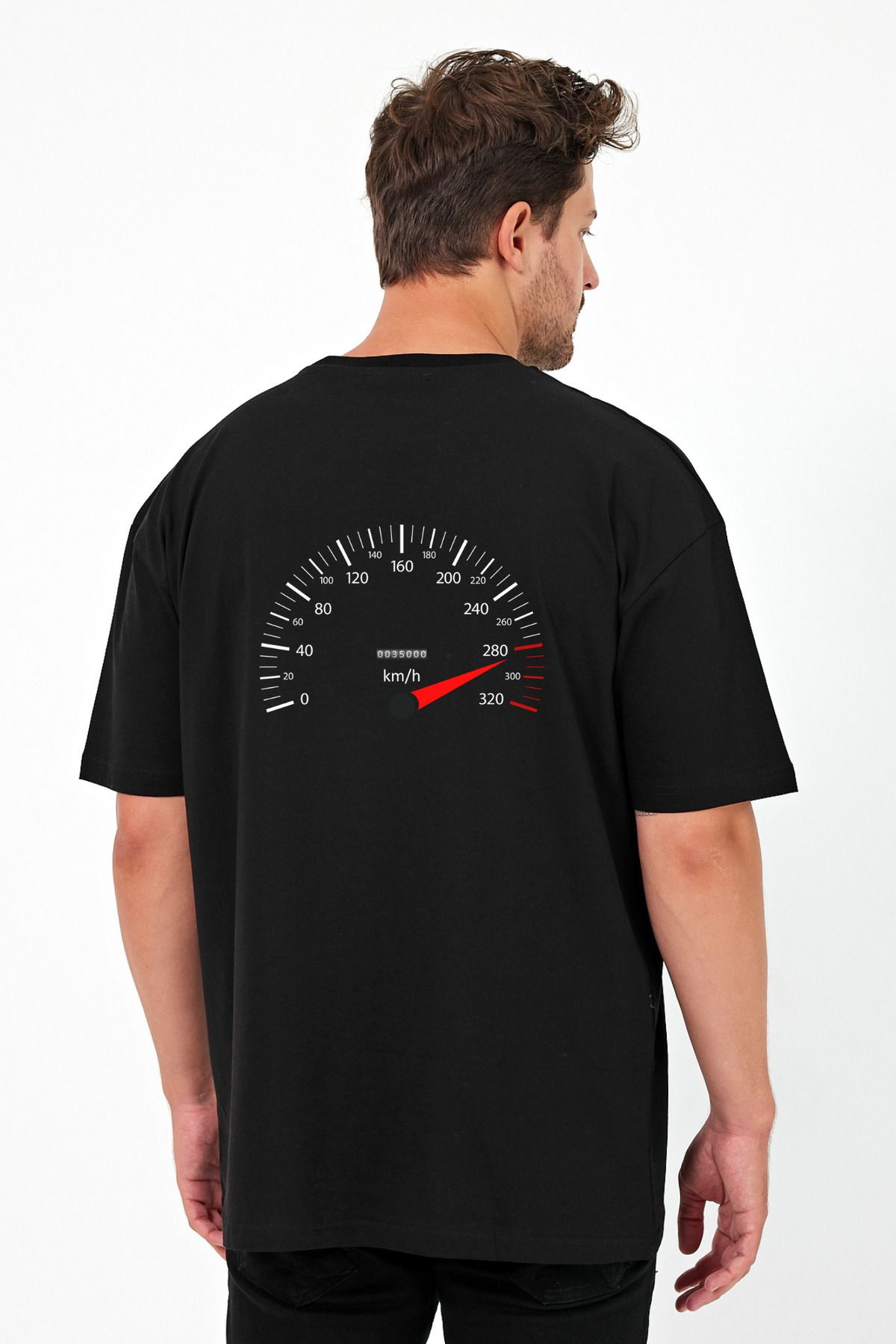 Windy Island Erkek Bisiklet Yaka Speed Limit Sırt Baskılı Oversize T-shirt
