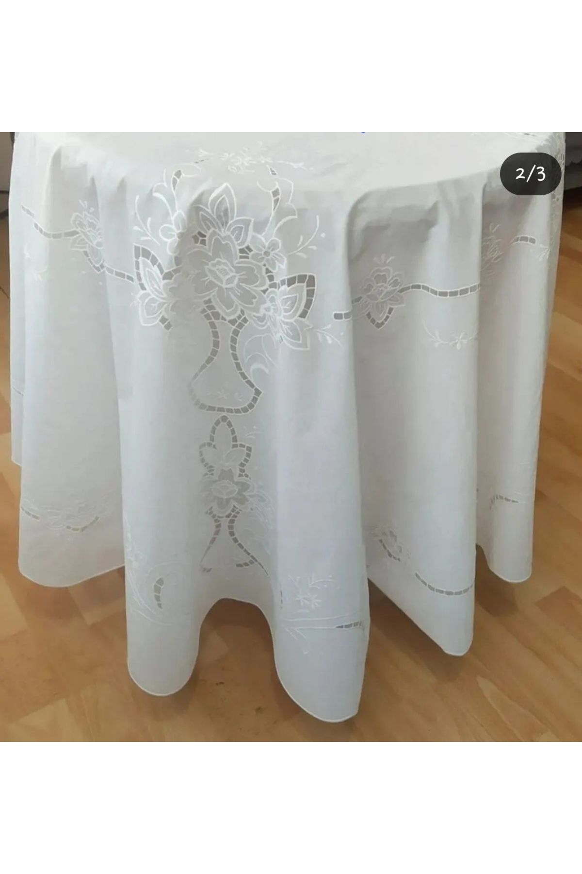 EFEMHOME EV TEKSTİL Dantel Görünümlü PVC Yuvarlak Masa Örtüsü 180 cm