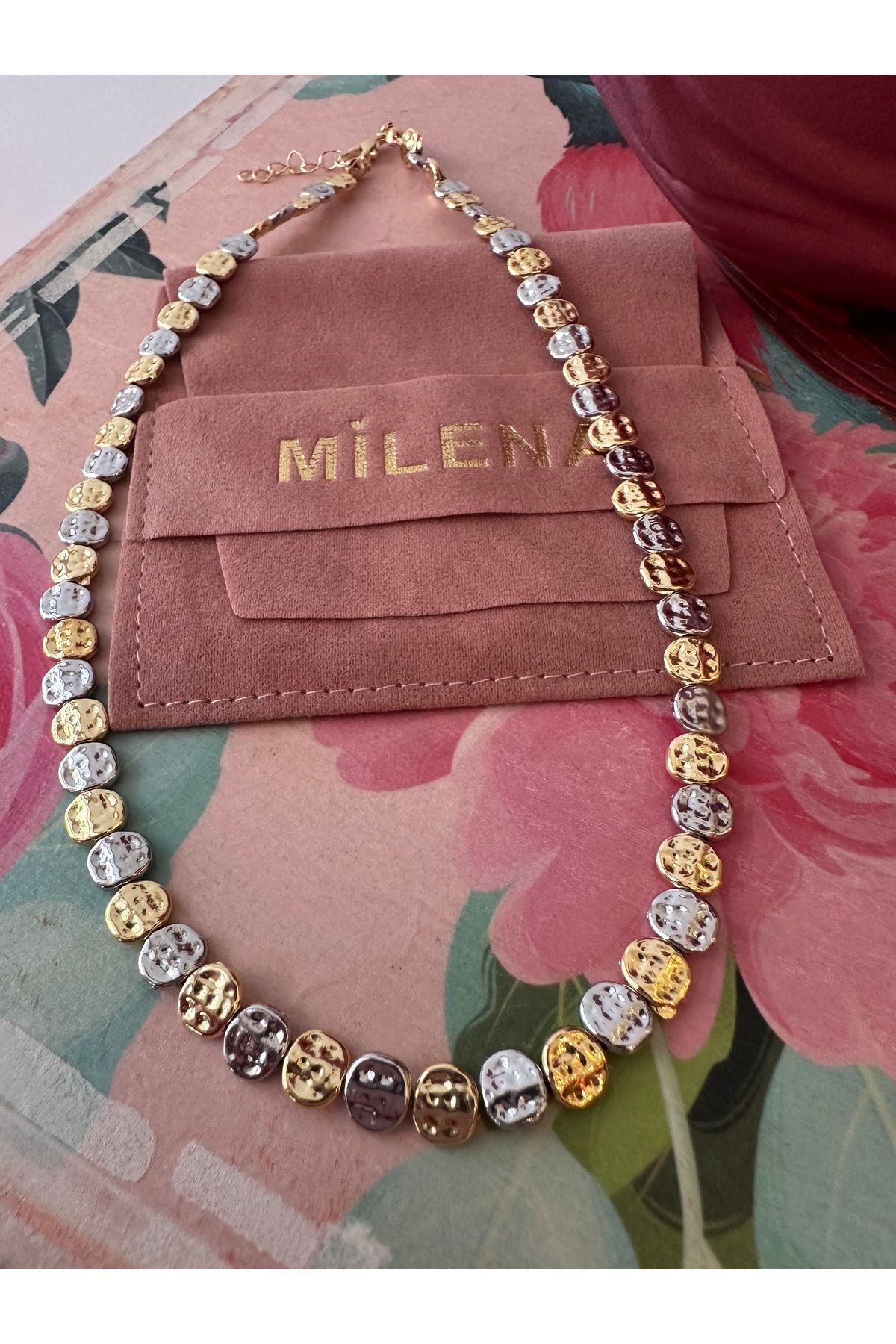Milena Designer Store Milena Istanbul Dövme Boncuklu Kombin Kolyesi
