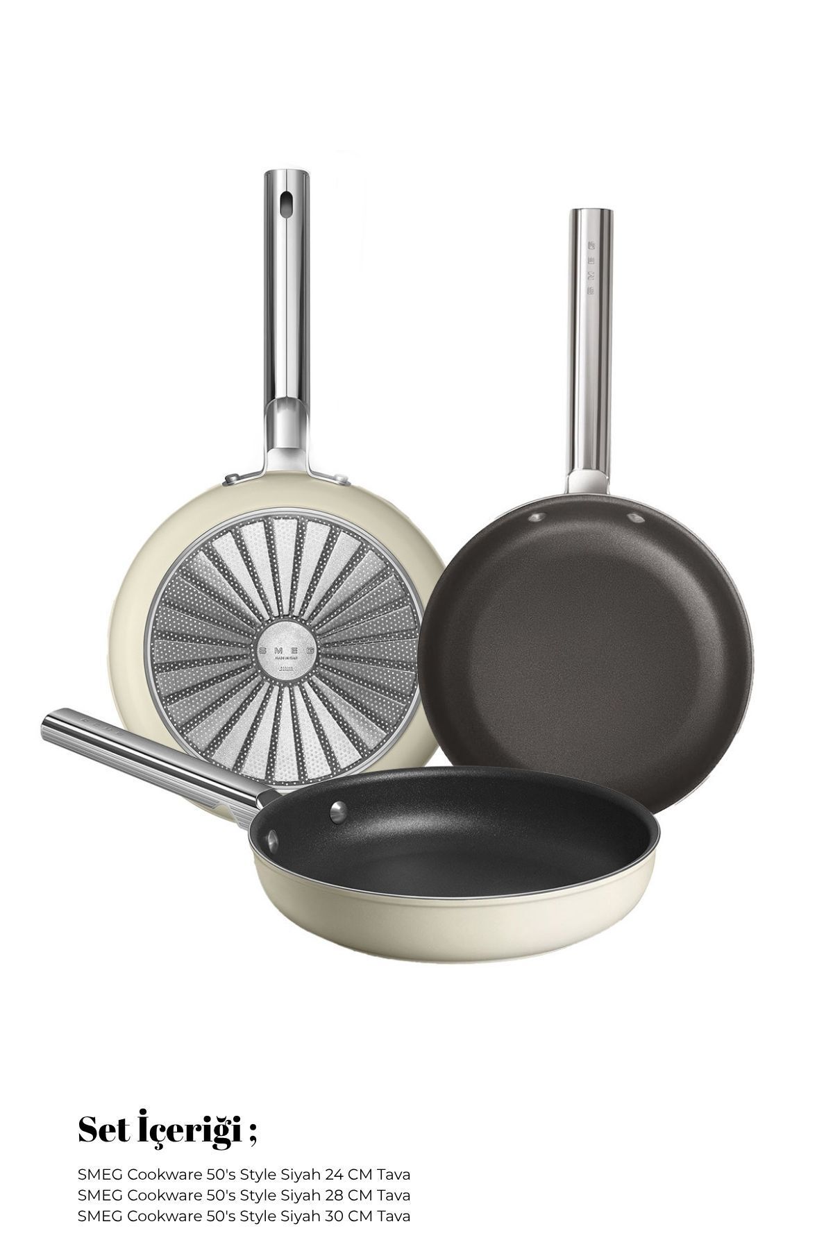 SMEG 50 Style Retro Trio 3'lü Tava Seti