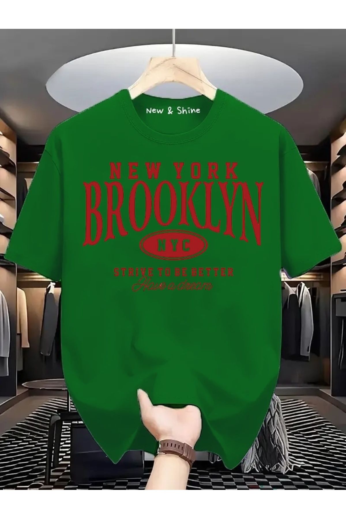 New Shine Brooklyn New York Baskılı Oversize T-Shirt