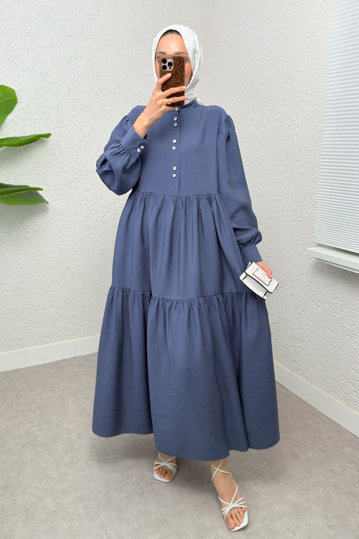 ALLMİRA FASHION Yarım Düğmeli Tesettür Elbise