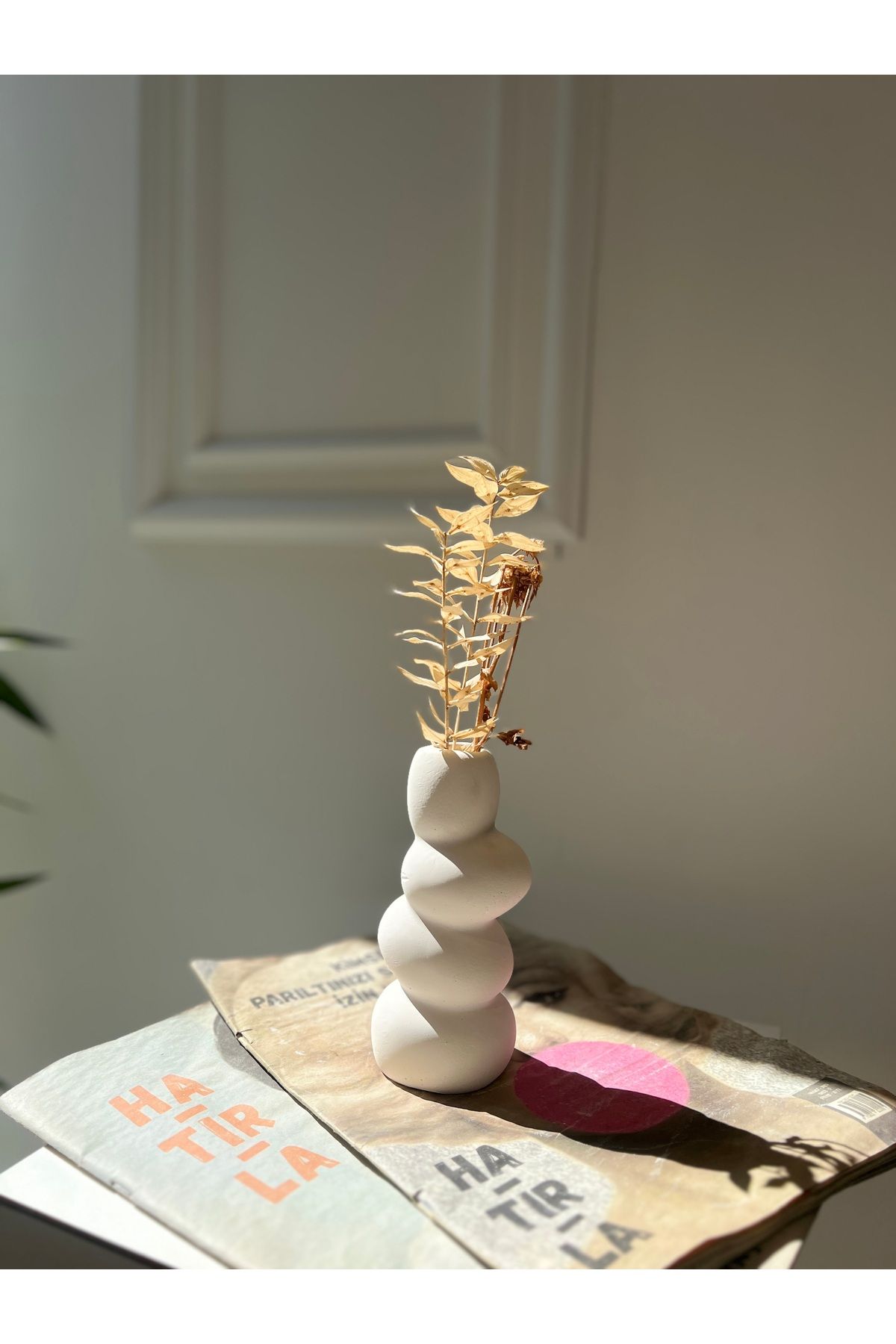 RumRumHome Taş görümlü 3d çiçek vazosu dekoratif ev ürünü