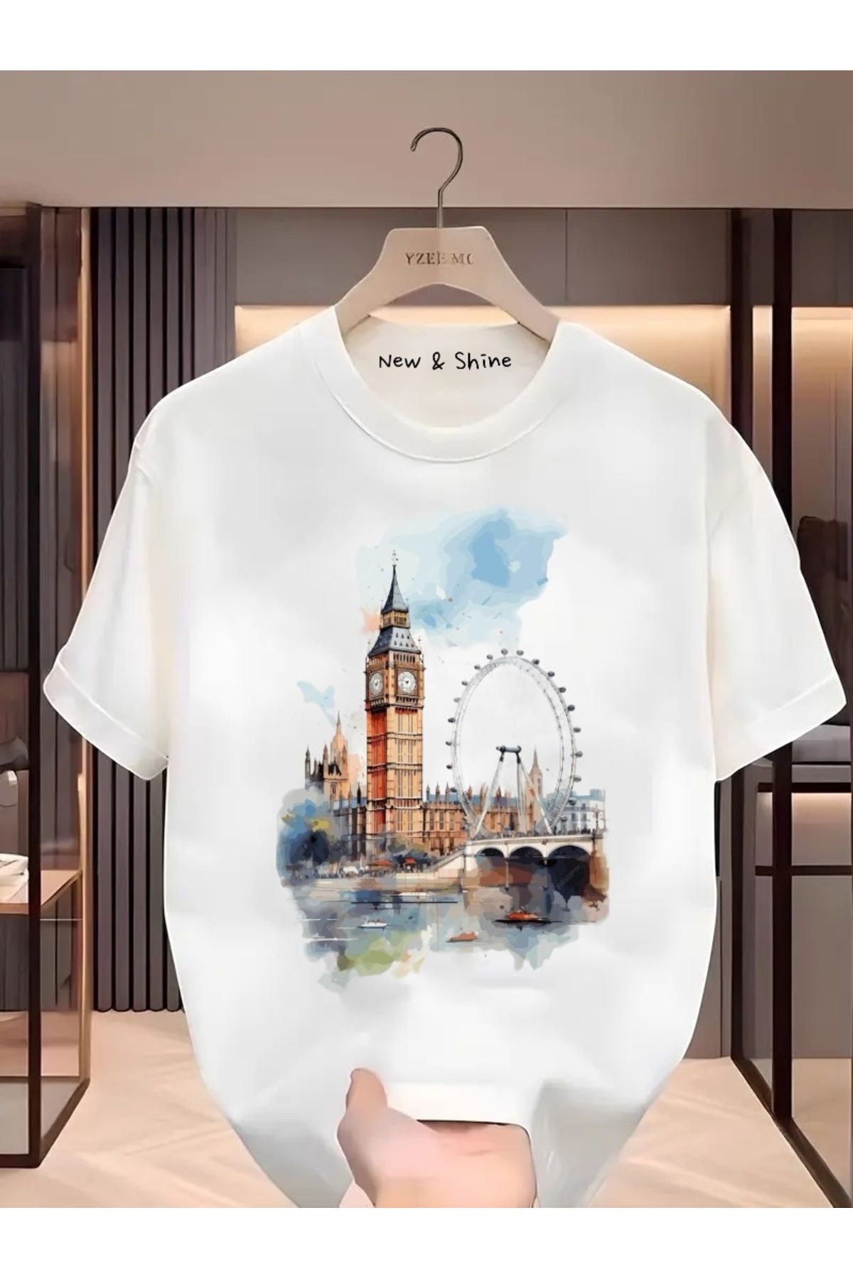 New Shine Manzara London Baskılı Oversize T-Shirt