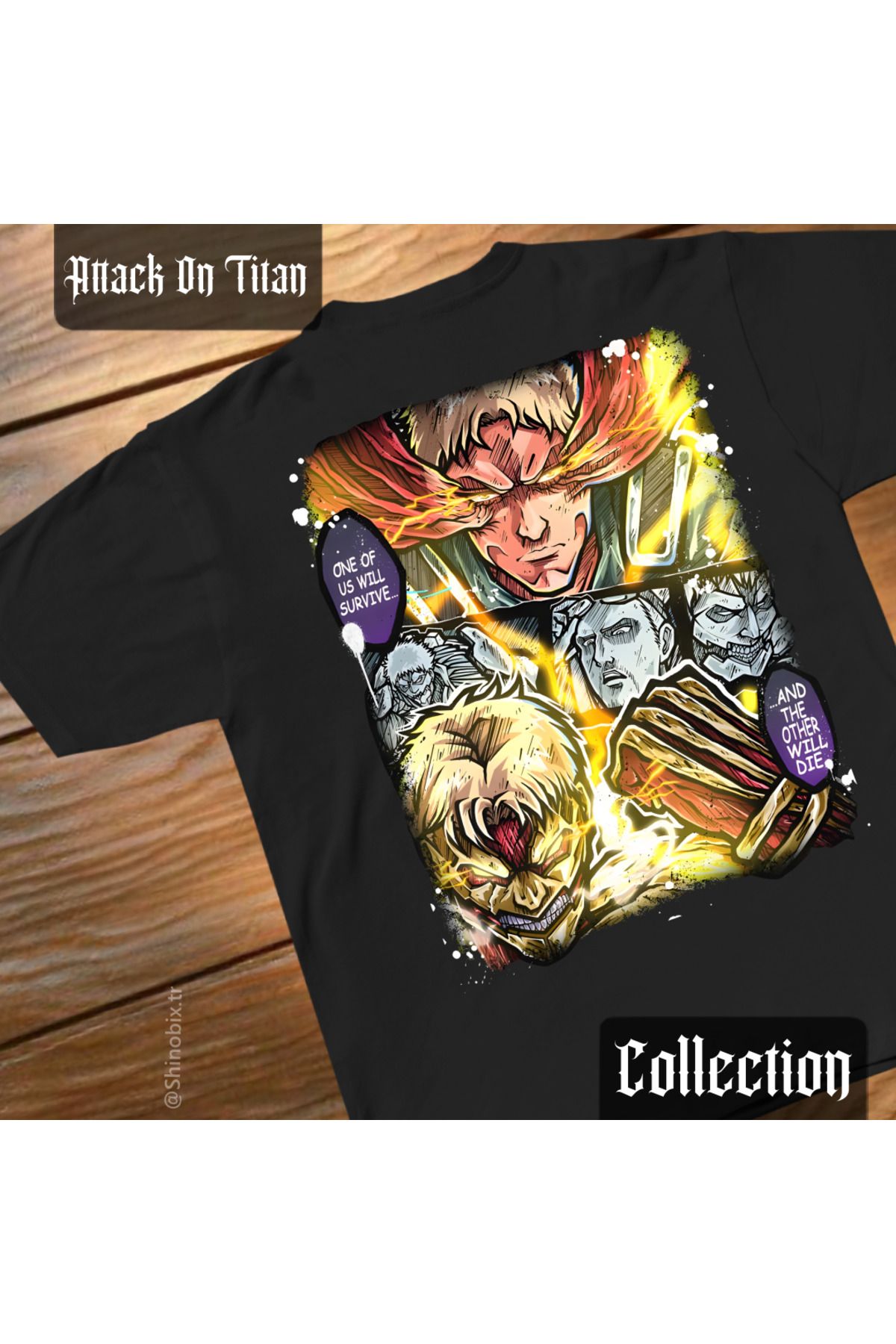 SHINOBIX Attack On Titan Anime Reiner Zırhlı Titan Oversize Baskılı T-Shirt