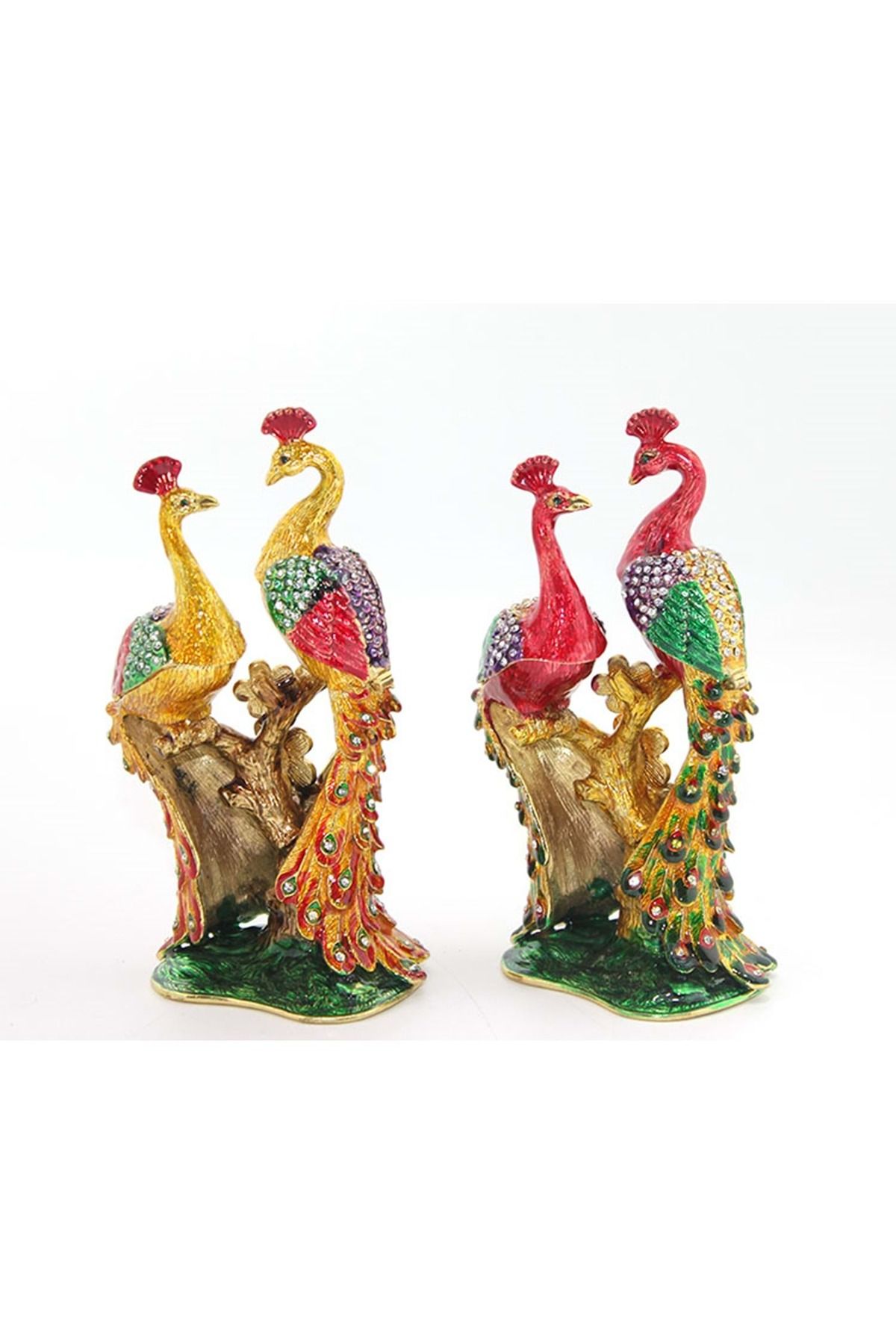 Store Sıvaroskı Taşlı 2'Li Tavuskuşu 16*8 Cm