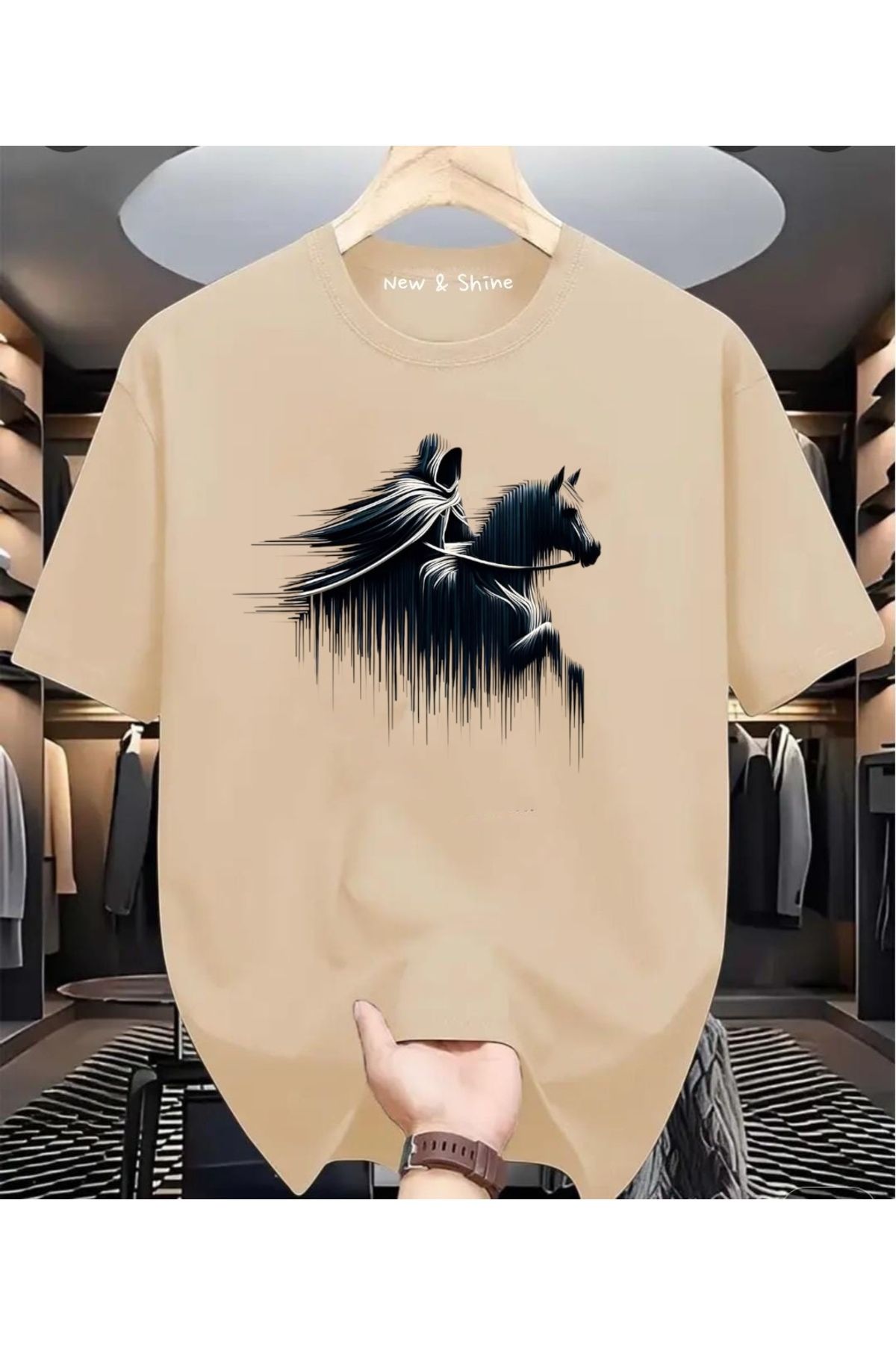 New Shine Şovalye Baskılı Oversize T-Shirt