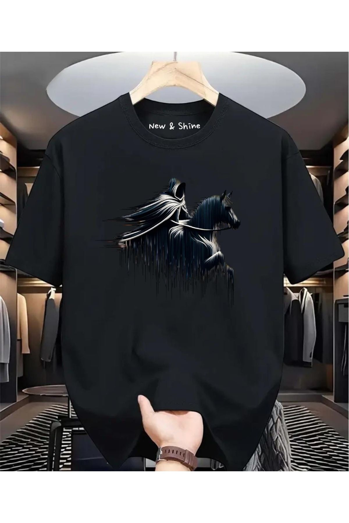 New Shine Şovalye Baskılı Oversize T-Shirt