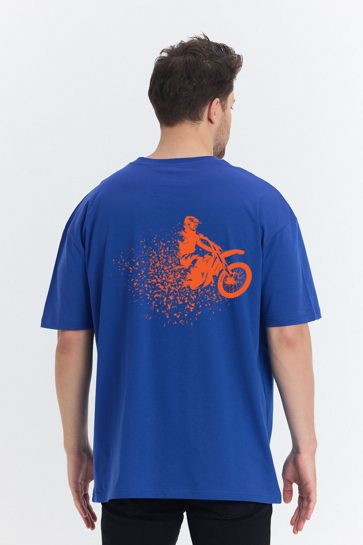 Windy Island Erkek Bisiklet Yaka Motor Sırt Baskılı Oversize T-shirt