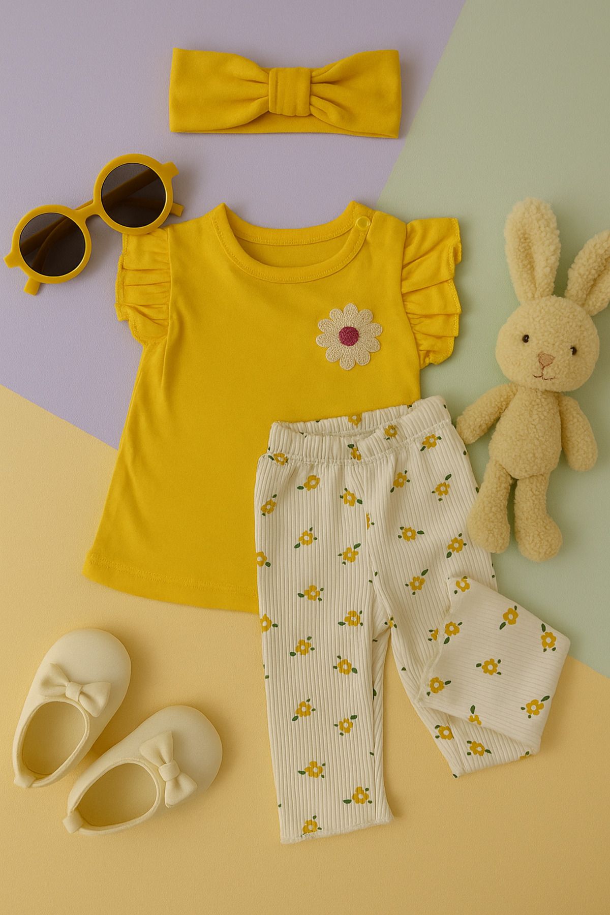 zabel baby PAPATYA NAKIŞLI VE BASKILI İKİ RAHAT ŞIK TAKIM