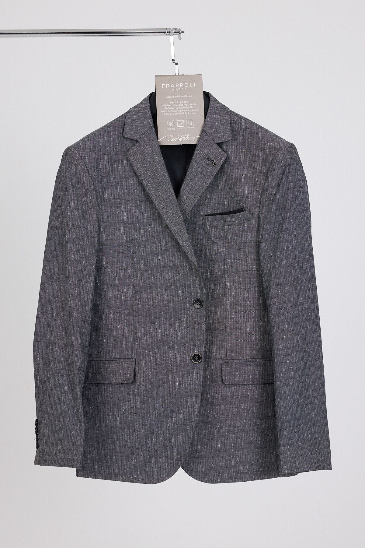 Frappoli Restore Erkek Siyah-Gri Likralı Pamuklu Slim Fit Spor Blazer Ceket (Büyük Beden - Battal)