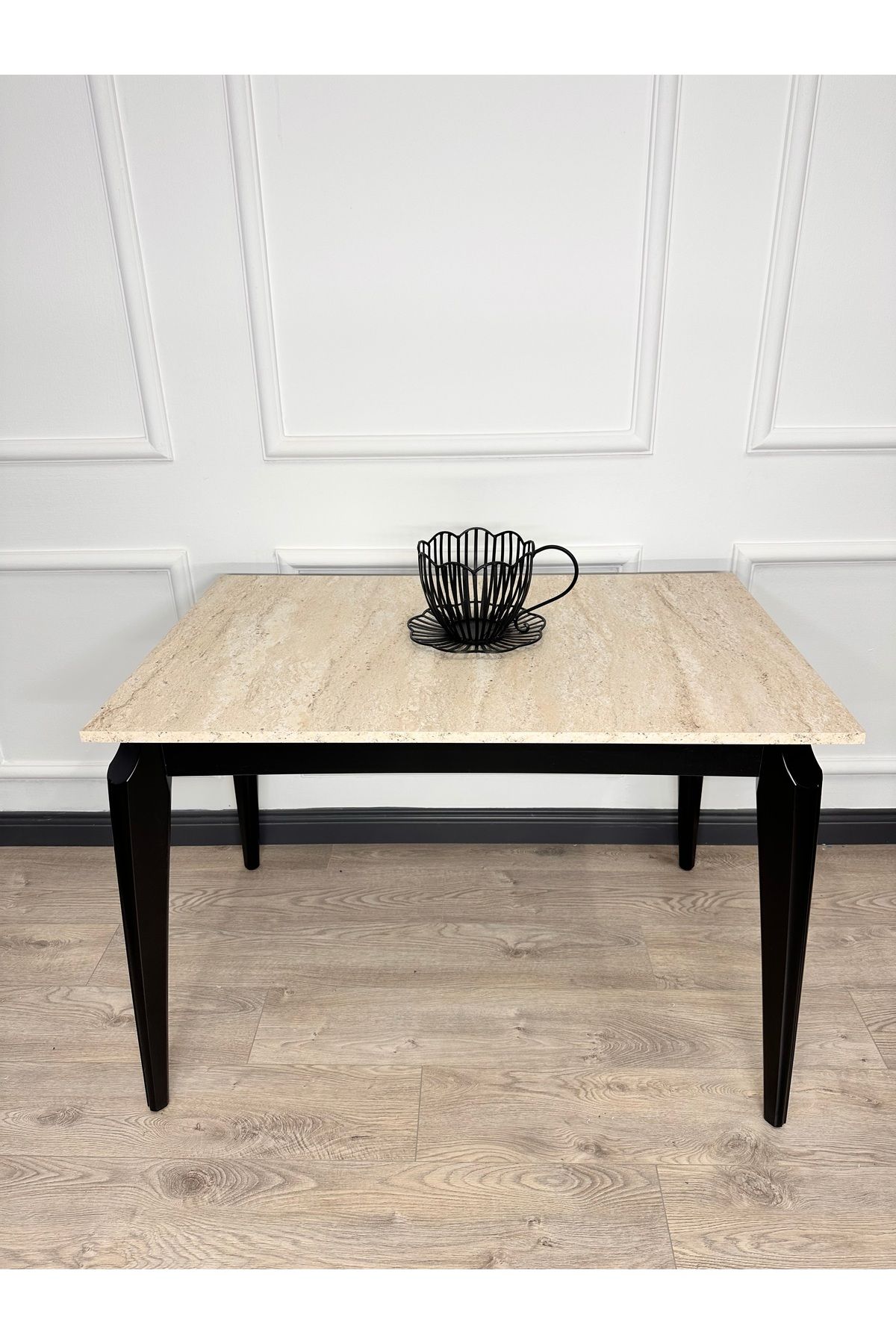 ECCES BB Mutfak Masası MDF Sabit 70X110 Yemek Masası Mermer Desen Traverten MDF Çalışma Masası Balkon Masası