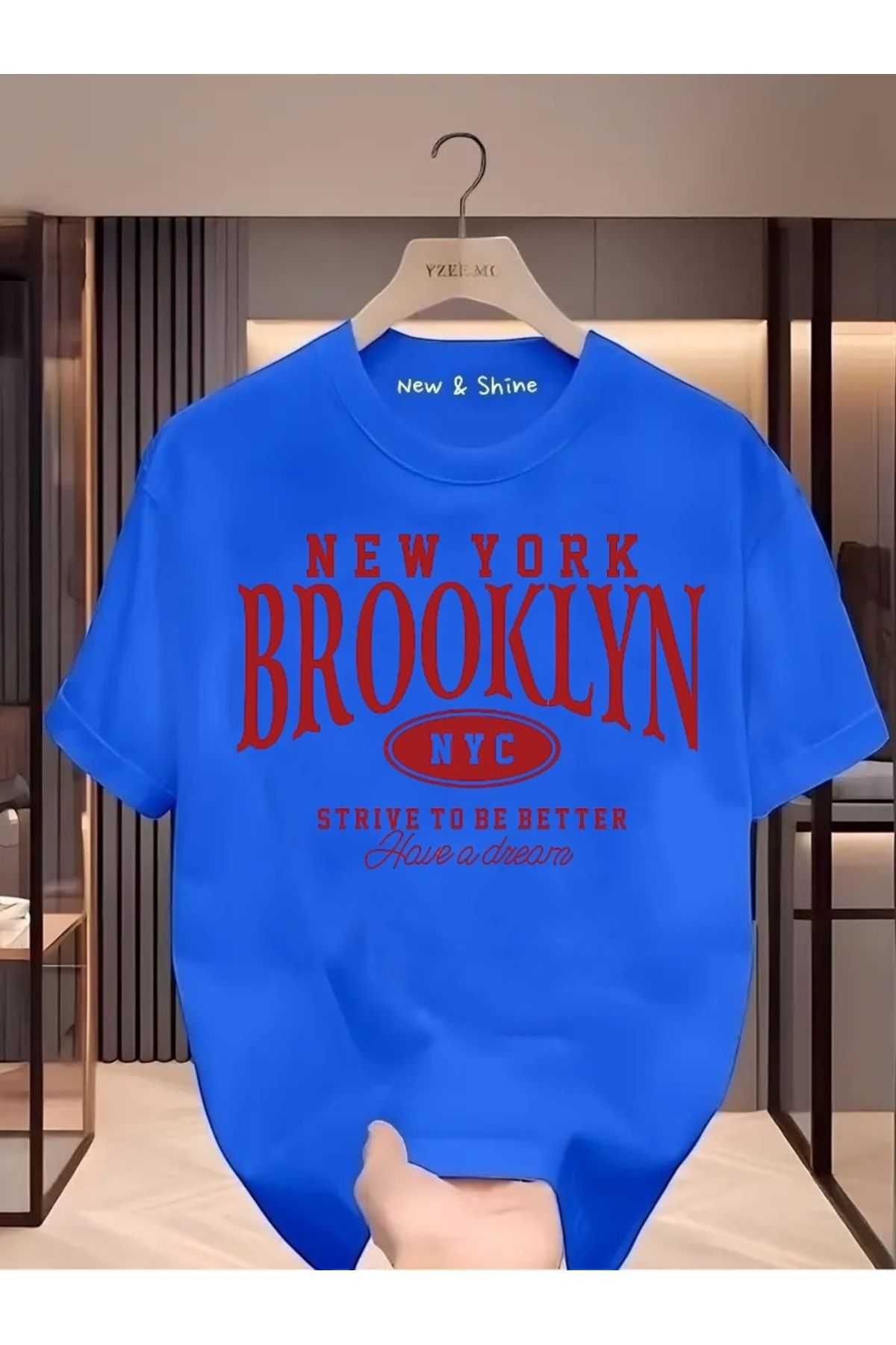 New Shine Brooklyn New York Baskılı Oversize T-Shirt