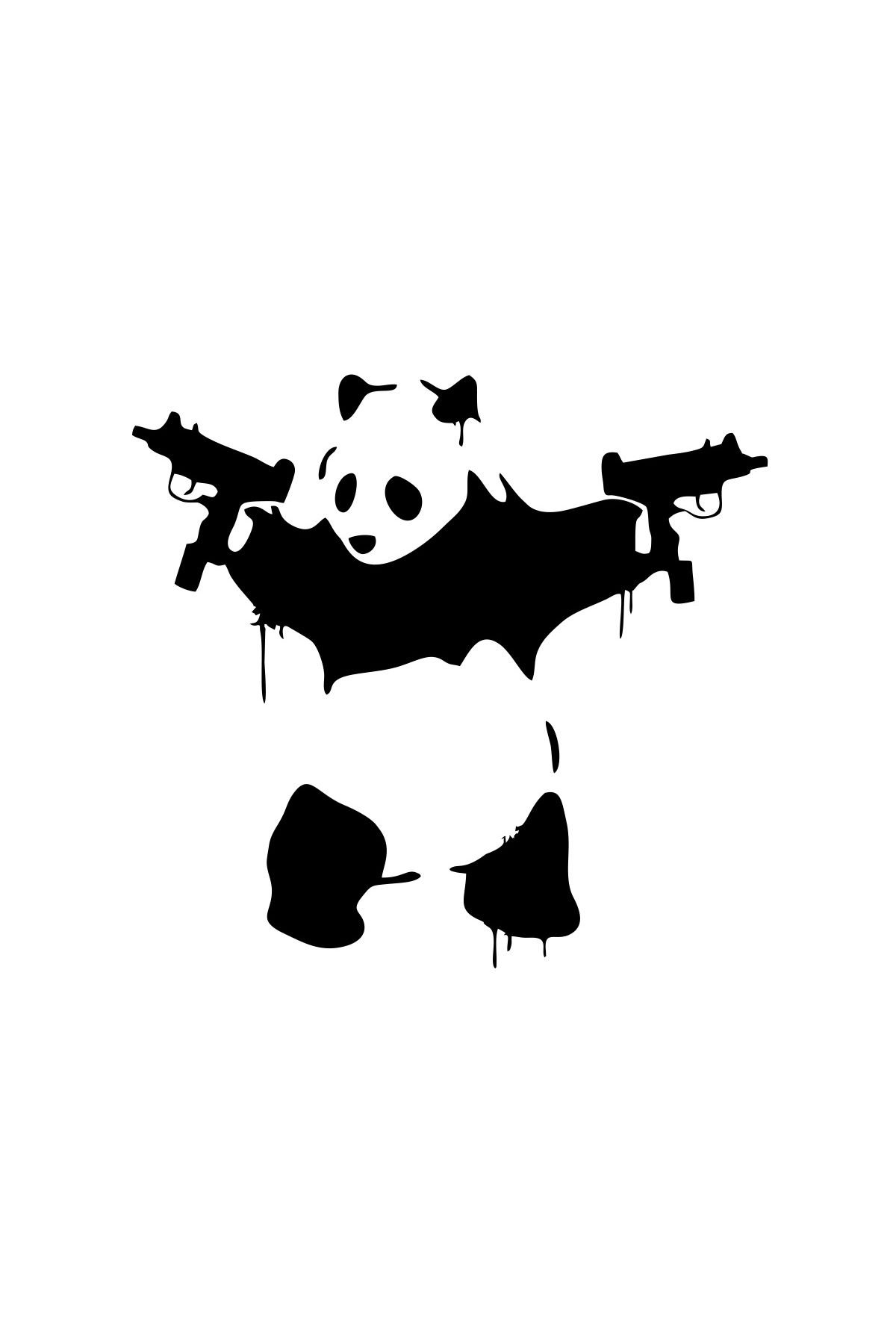 Reysa Tasarım S*lahlı Panda Sticker 17x17 Cm Siyah