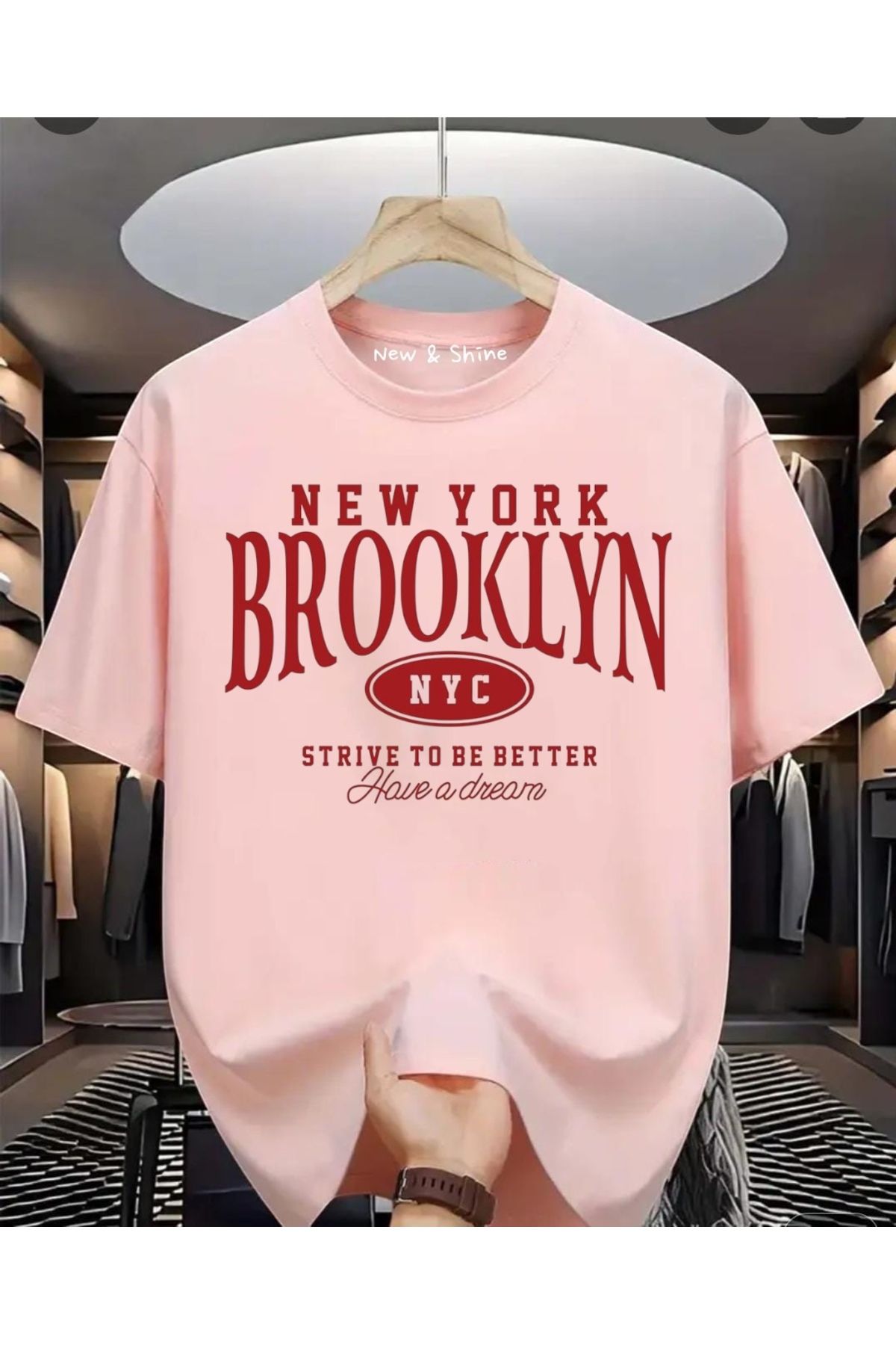 New Shine Brooklyn New York Baskılı Oversize T-Shirt