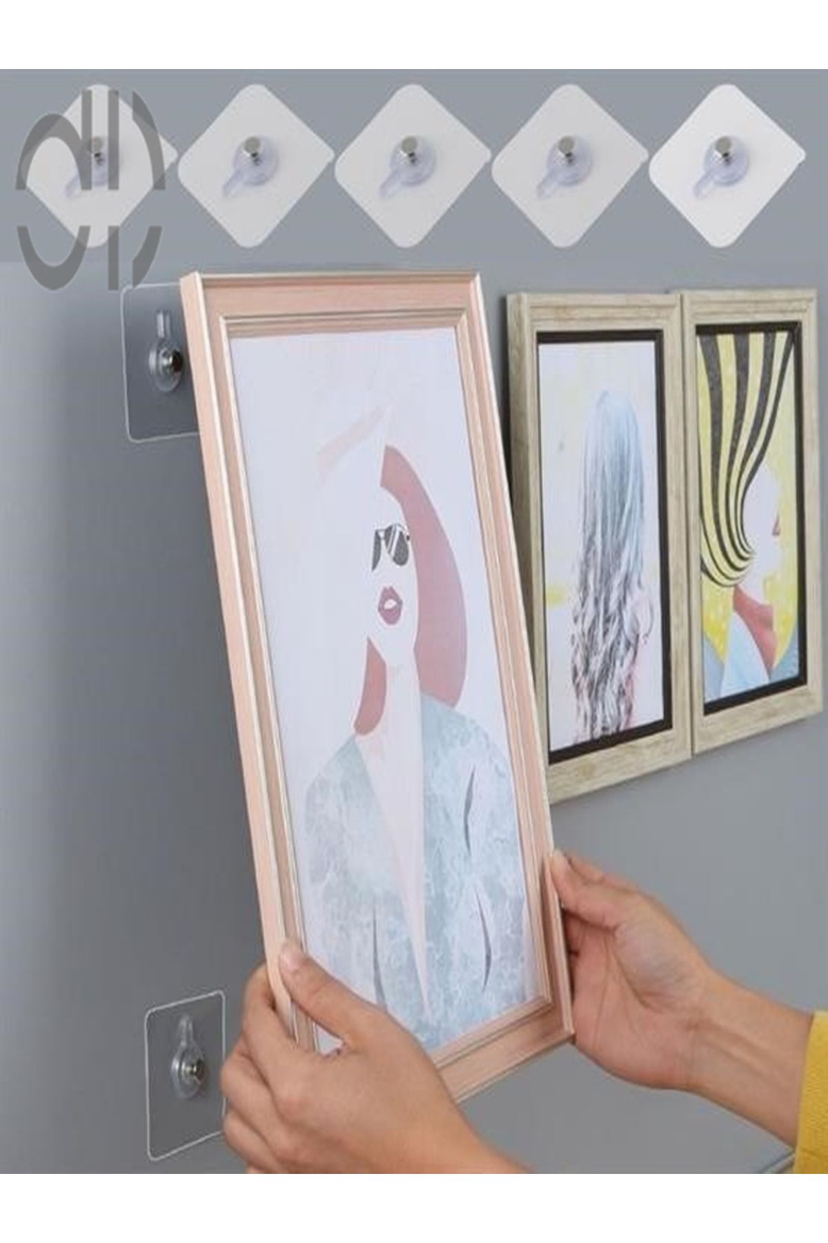 DesDesign Süper Güçlü Yapışkanlı Vidalı Askı Kanca – Deliksiz Raf & Çerçeve Tutucu 5'li Set