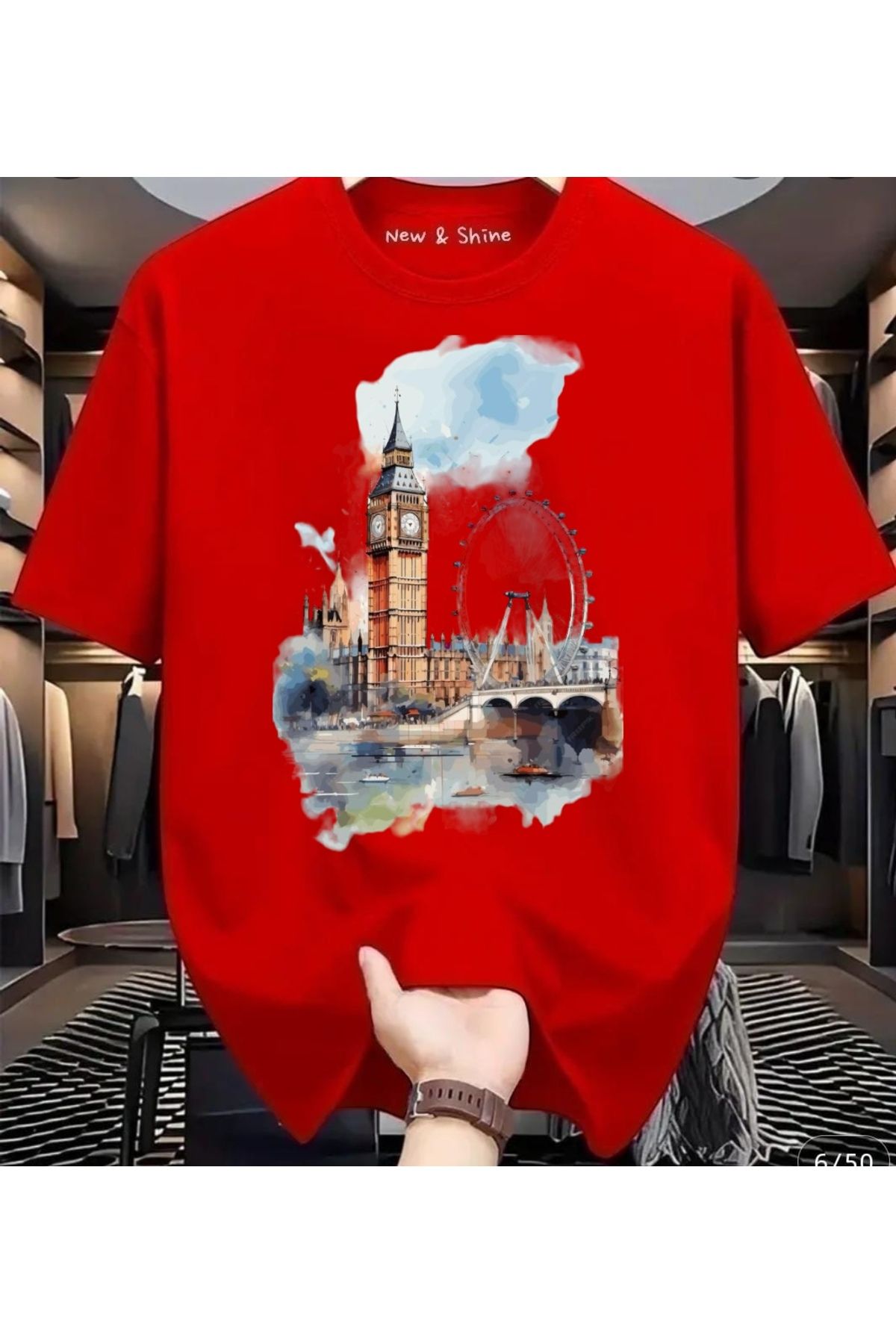 New Shine Manzara London Baskılı Oversize T-Shirt
