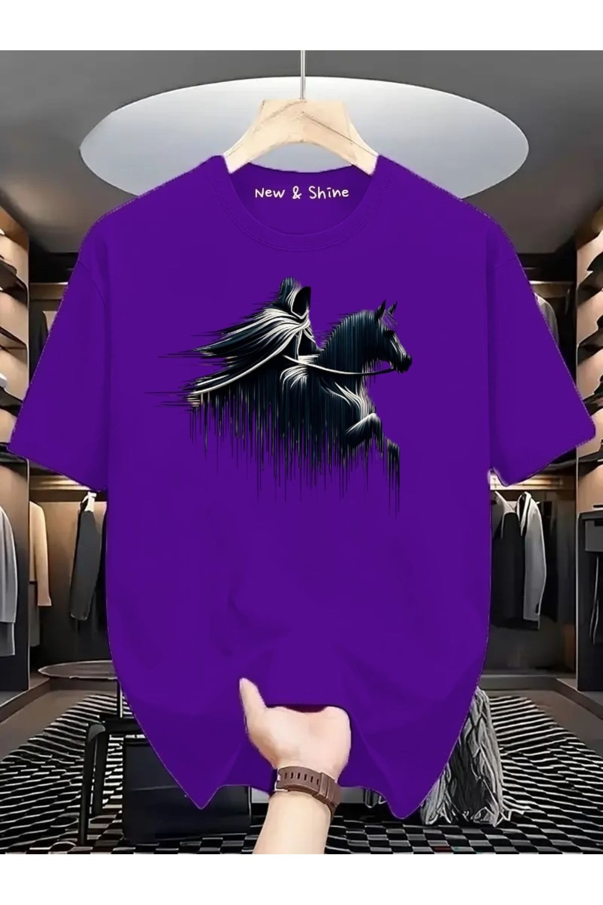 New Shine Şovalye Baskılı Oversize T-Shirt