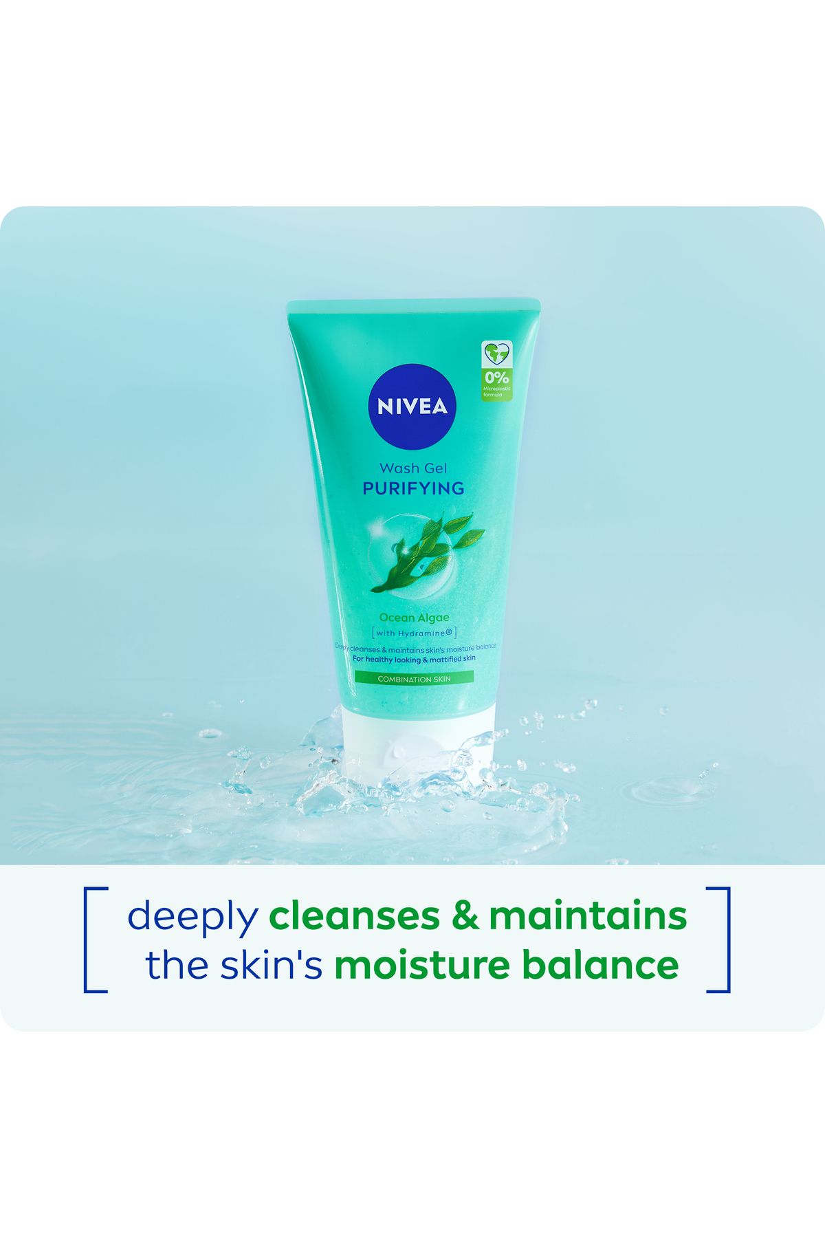 NIVEA-NIVEA Purifying Cleansing Face Wash for Combination Skin with Ocean Algae, 150ml 2