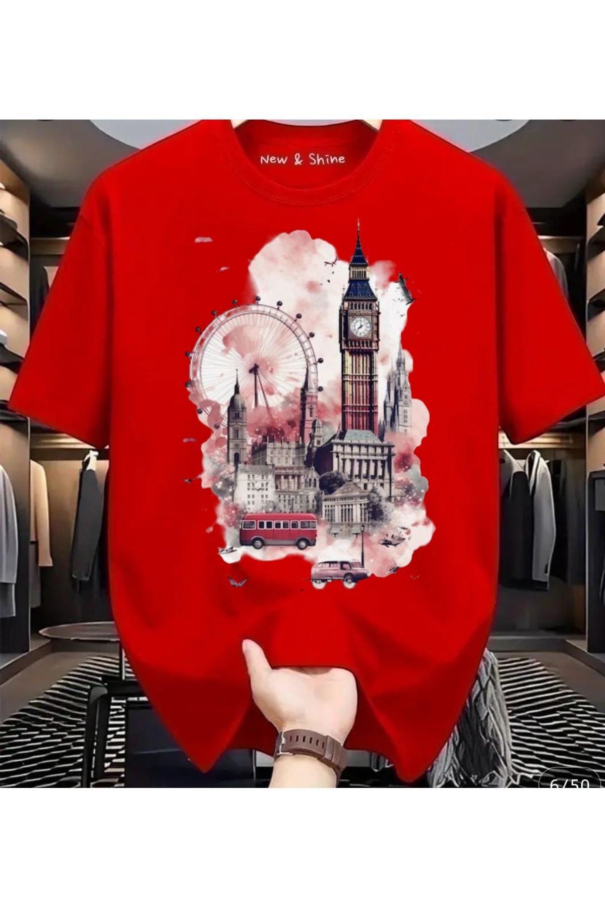 New Shine Manzara London Baskılı Oversize T-Shirt