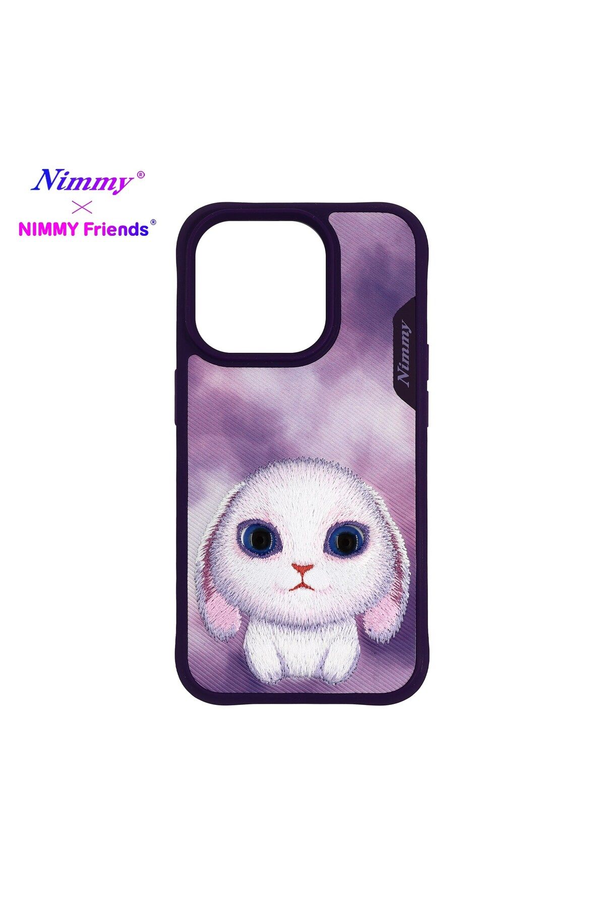 Nimmy iPhone 15 Uyumlu 3D Göz Mor Tavşan Detaylı Nakış İşlemeli Kabartmalı Big Eyes Kılıf