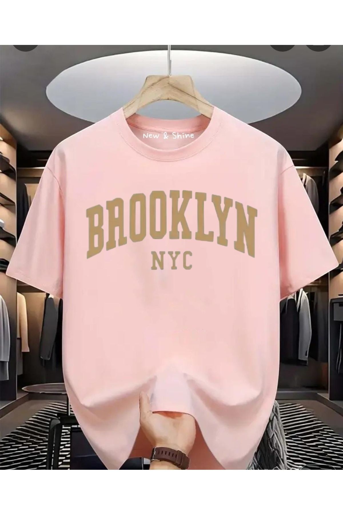 New Shine Brooklyn New York Baskılı Oversize T-Shirt
