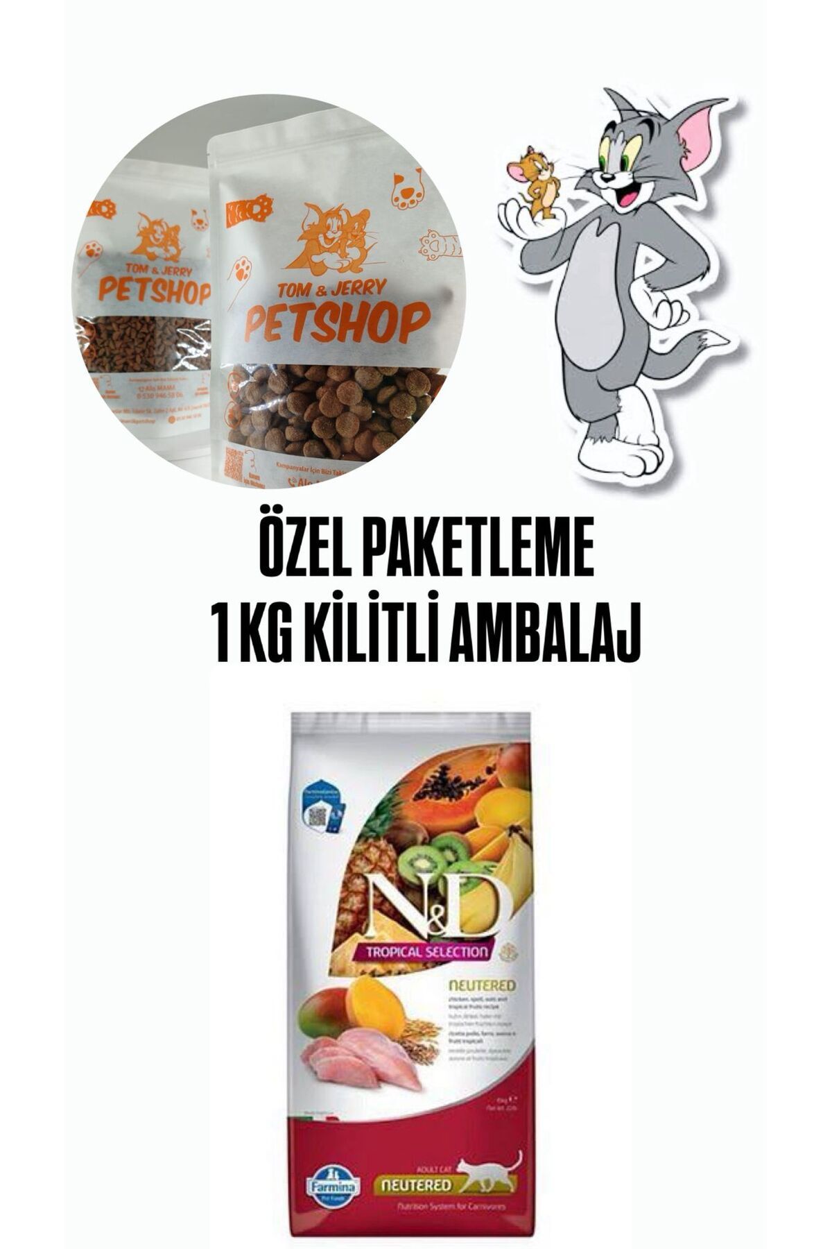 N&D TOM&JERRYPETSHOP- ND KISIRLAŞTIRILMIŞ KEDİLER İÇİN TAVUKLU 1 KG KEDİ MAMASI