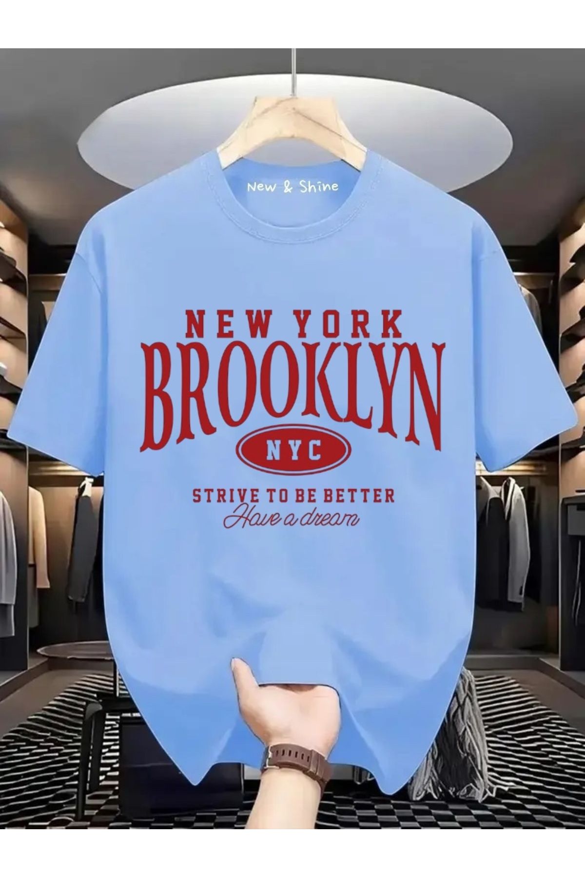 New Shine Brooklyn New York Baskılı Oversize T-Shirt
