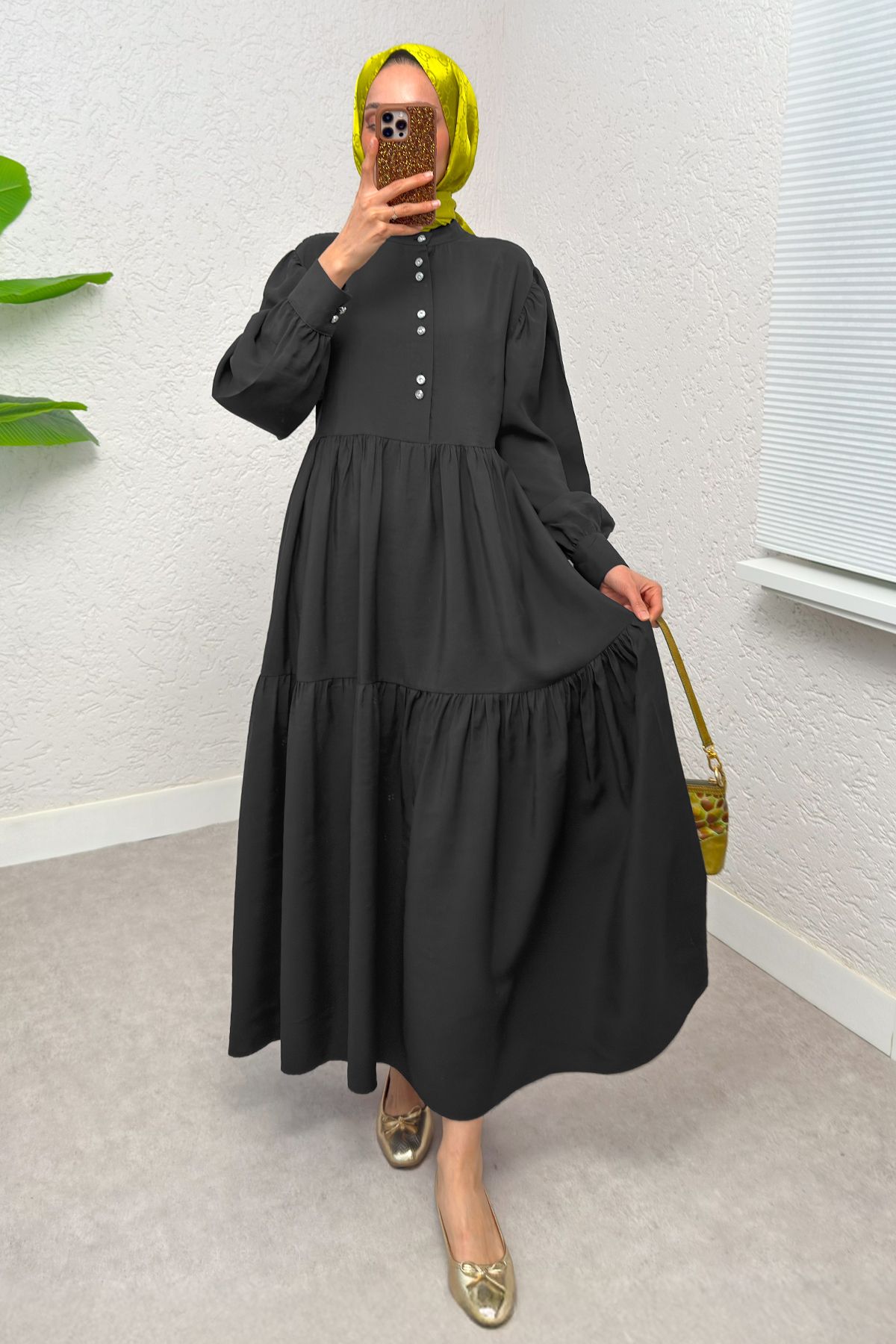 ALLMİRA FASHION Yarım Düğmeli Tesettür Elbise