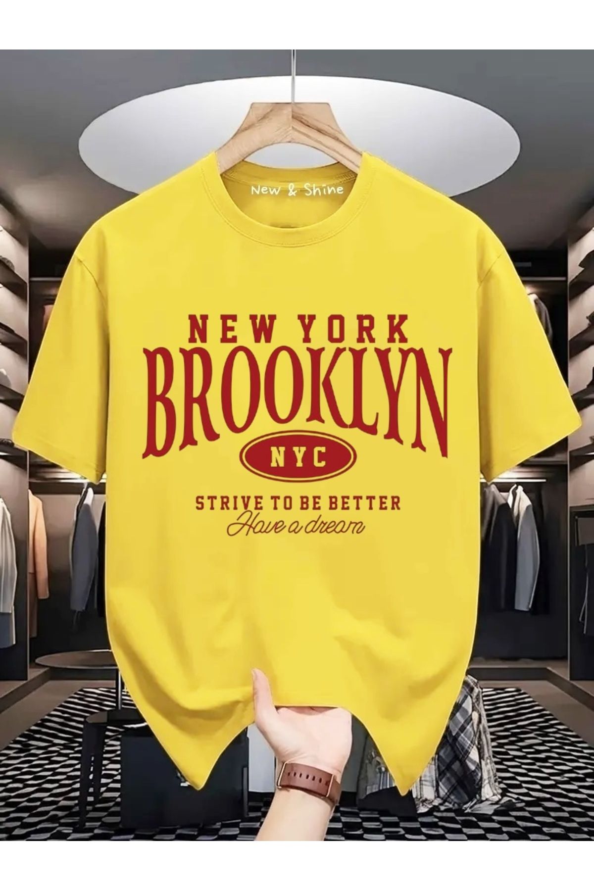 New Shine Brooklyn New York Baskılı Oversize T-Shirt