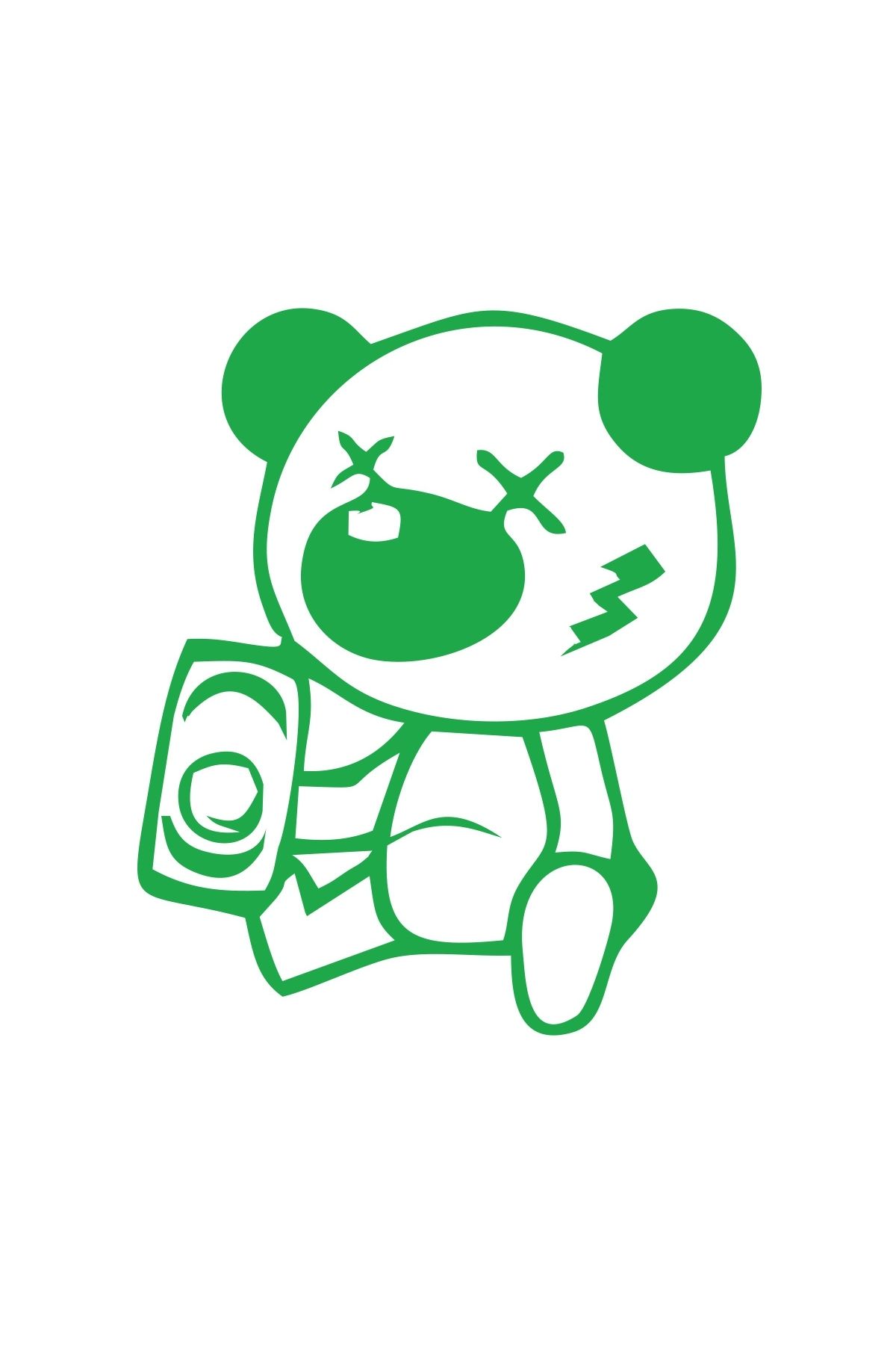 Reysa Tasarım Sarhoş Panda Sticker 17x17 Cm Yeşil
