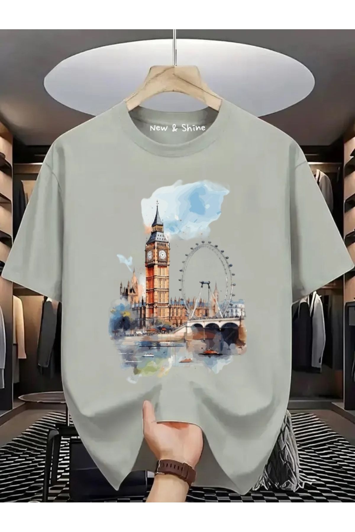New Shine Manzara London Baskılı Oversize T-Shirt