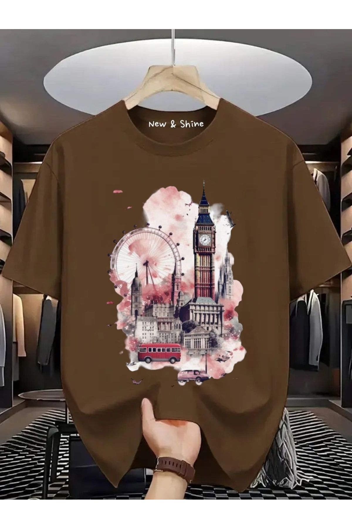 New Shine Manzara London Baskılı Oversize T-Shirt