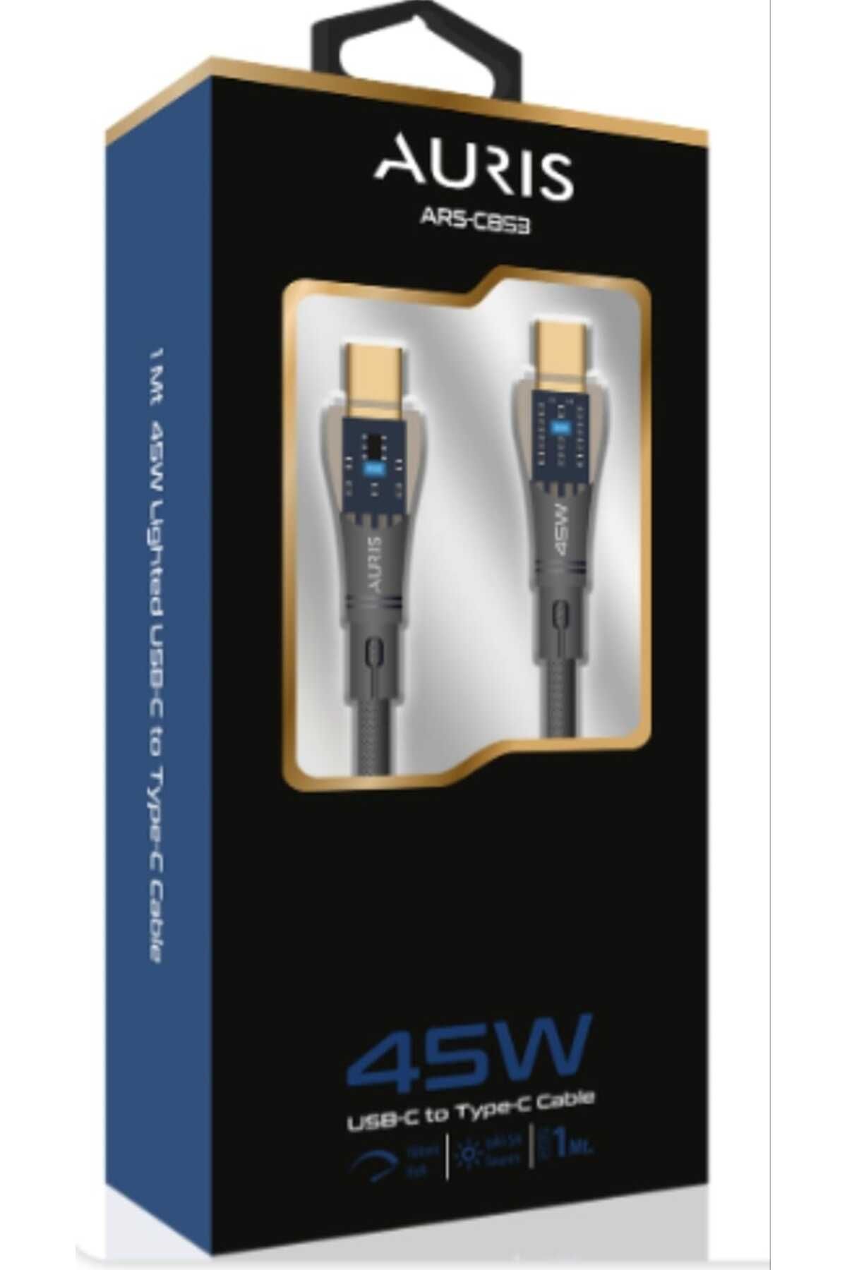 Auris CB53 45W Usb-C Type-C Kablo Işıklı Şeffaf