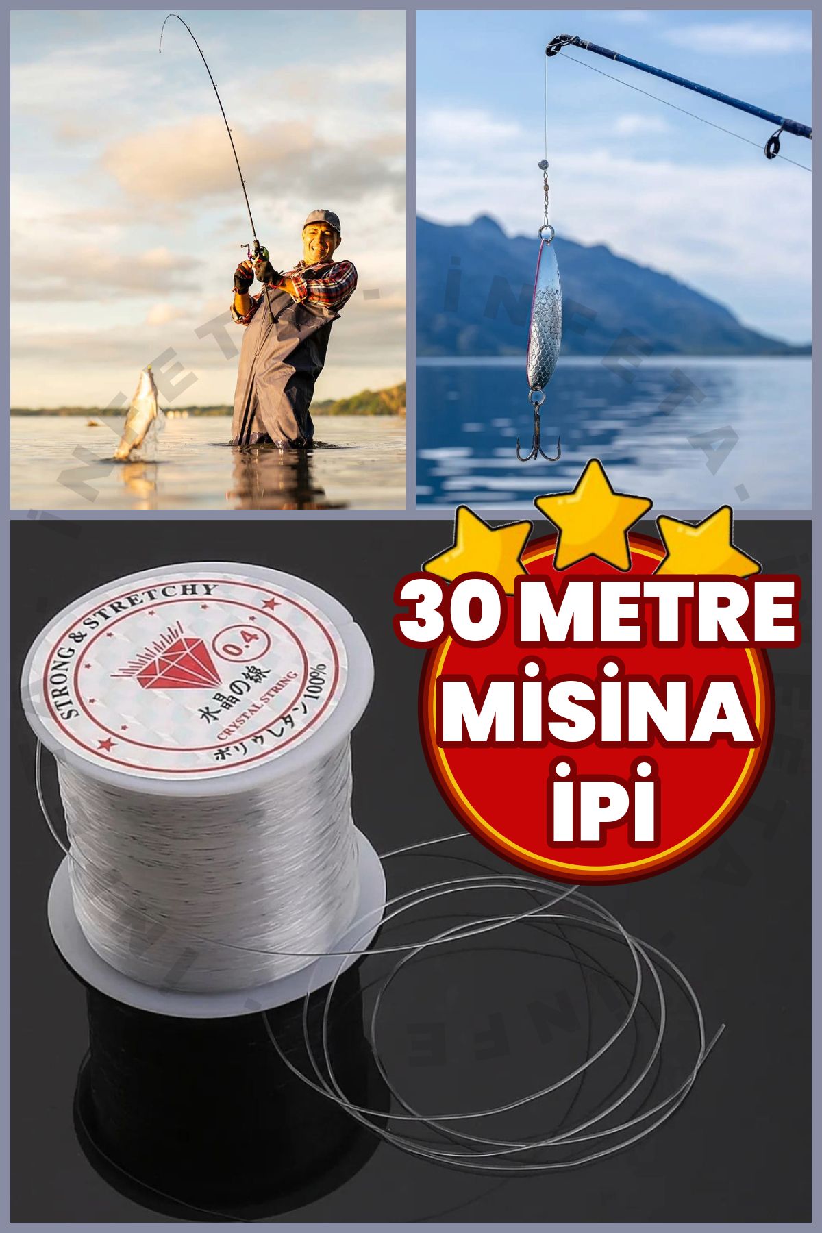 İnfeta İnce Misina İpi Şeffaf 30 Metre 0.35 mm