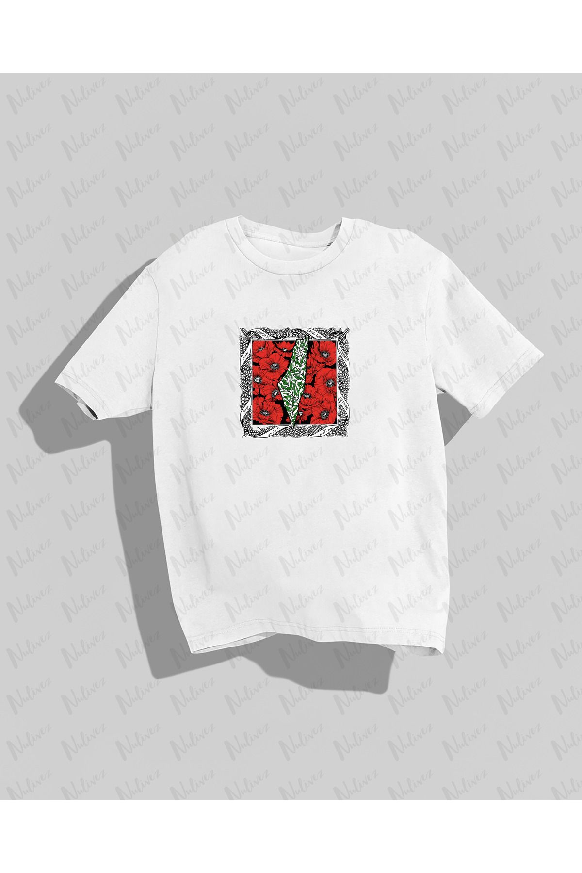 Nulivez Filistin Tasarımı Baskılı Yüksek Kalite Kompakt Unisex Oversize T-Shirt