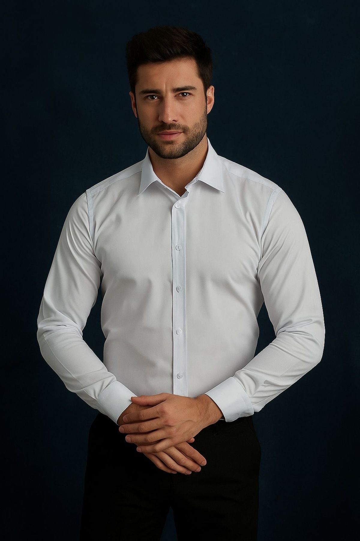 KARACAN COMPANY Slim Fit Erkek Beyaz Gömlek – Mikrofiber Kumaş