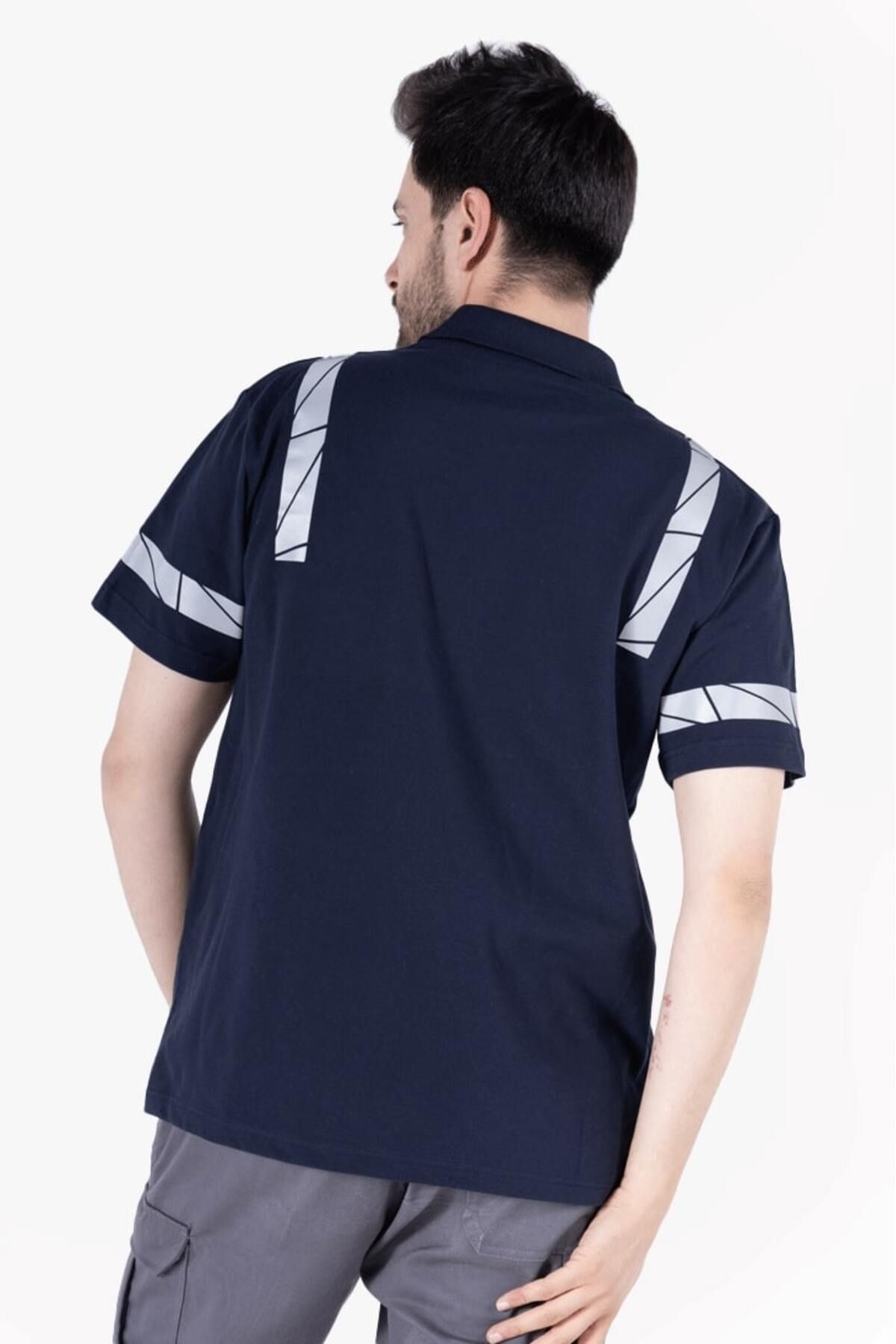 YILDIRIMLAR Polo Yaka Reflektörlü T-Shirt - Lacivert
