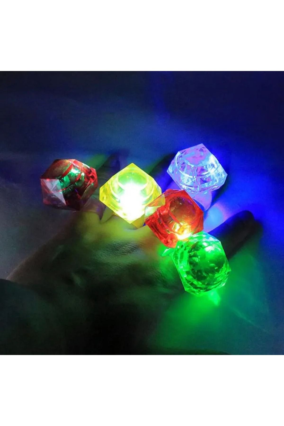 Aydoganticaret44 Kristal Tasarımlı Led Glow Işıklı 3 Modlu Kırmızı Yüzük 3.5 x 5 cm