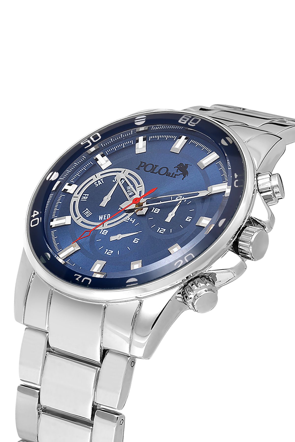 Polo Air Spor Kasa Klasik Metal Erkek Kol Saati Gümüş Lacivert Renk PL-0995E2x