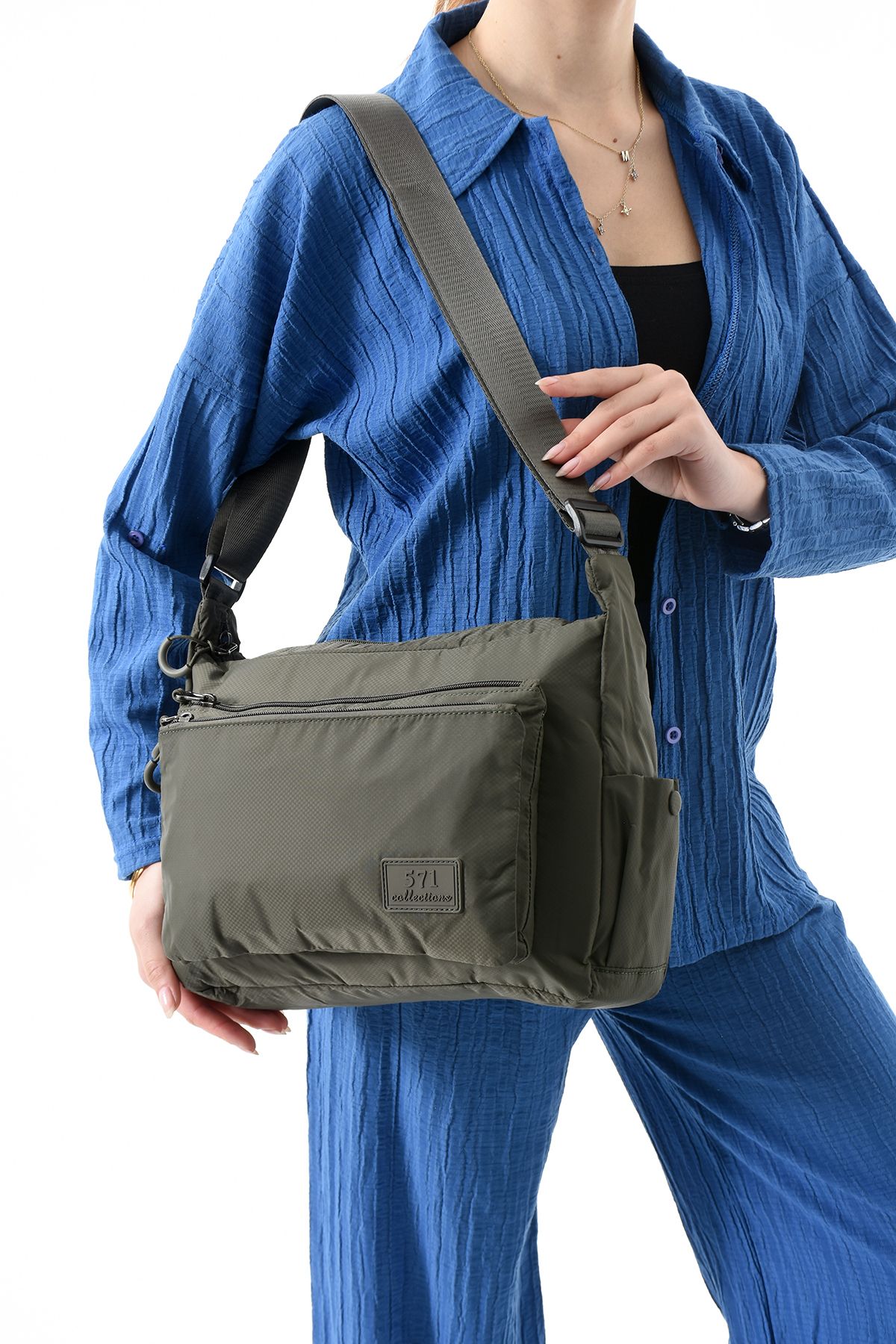 Çanta Trend 571 Collections Çanta Ultra Hafif Su Geçirmez Çok Cepli Omuz Çantası Açık Yeşil (Model: 571-13-9J)