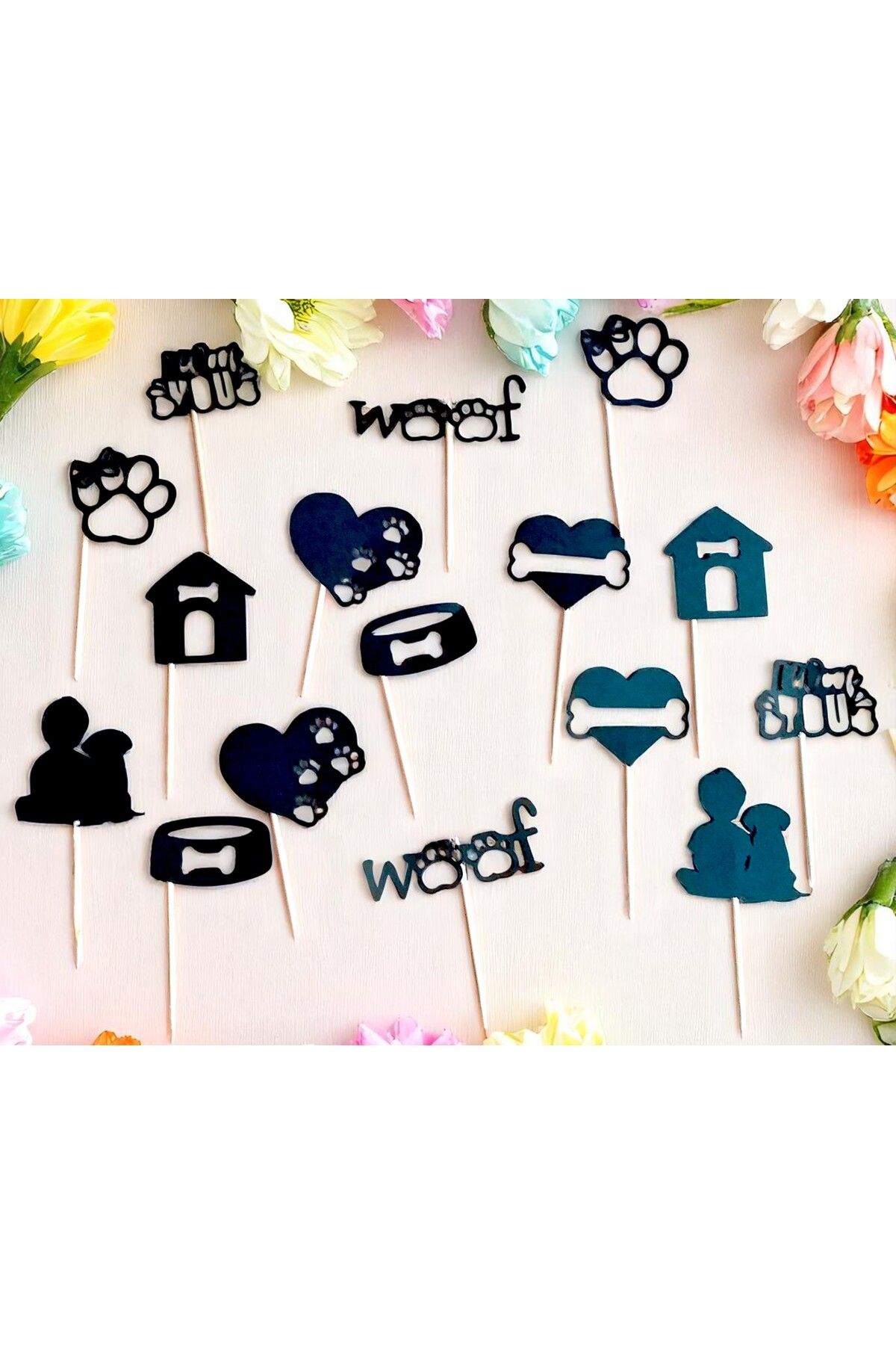 Armada 16 Adet Karton Pasta Cupcake Kürdanı Köpekler Temalı Doğum Günü Parti Kutlama (4*9cm)