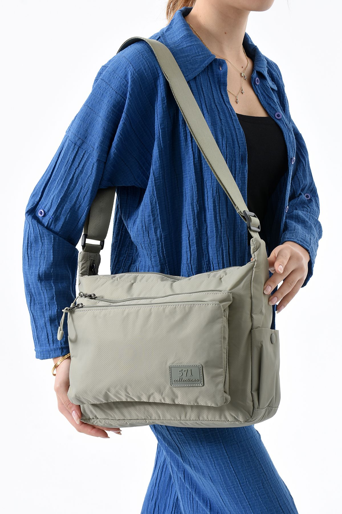 Çanta Trend 571 Collections Çanta Ultra Hafif Su Geçirmez Çok Cepli Omuz Çantası Açık Yeşil (Model: 571-13-9J)