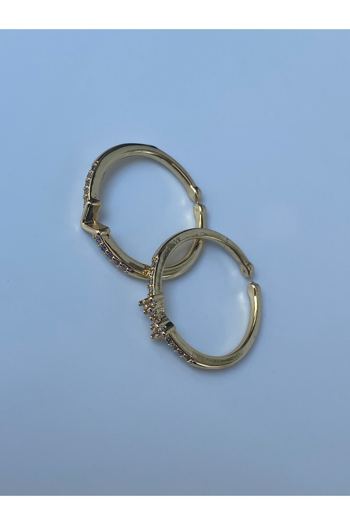 kurukafagift-Joint Ring 2Pcs Adjustable Bow V Model Gold Color 4
