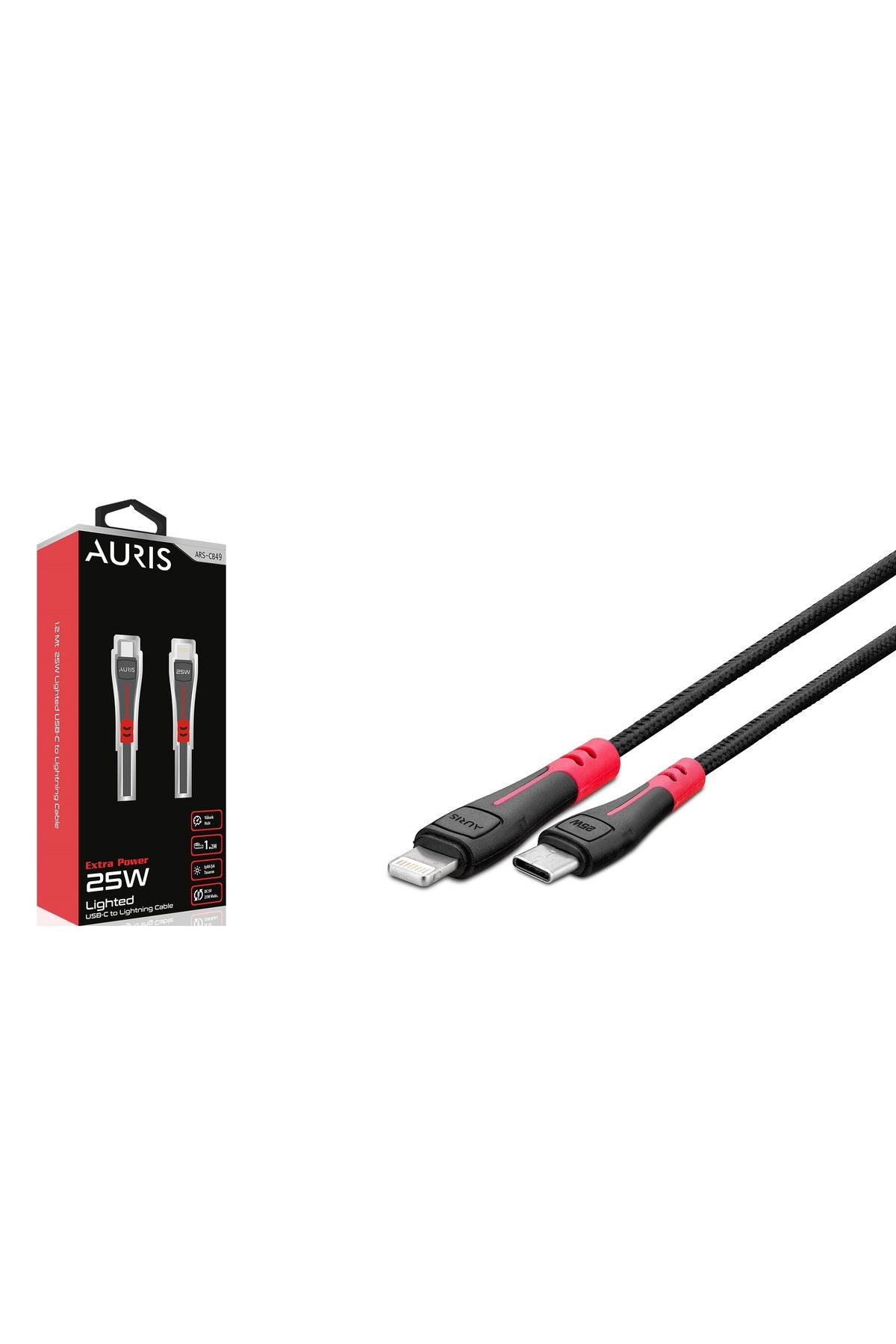 Auris CB49 Usb-C Lightning Işıklı Kablo 1.2M 20W