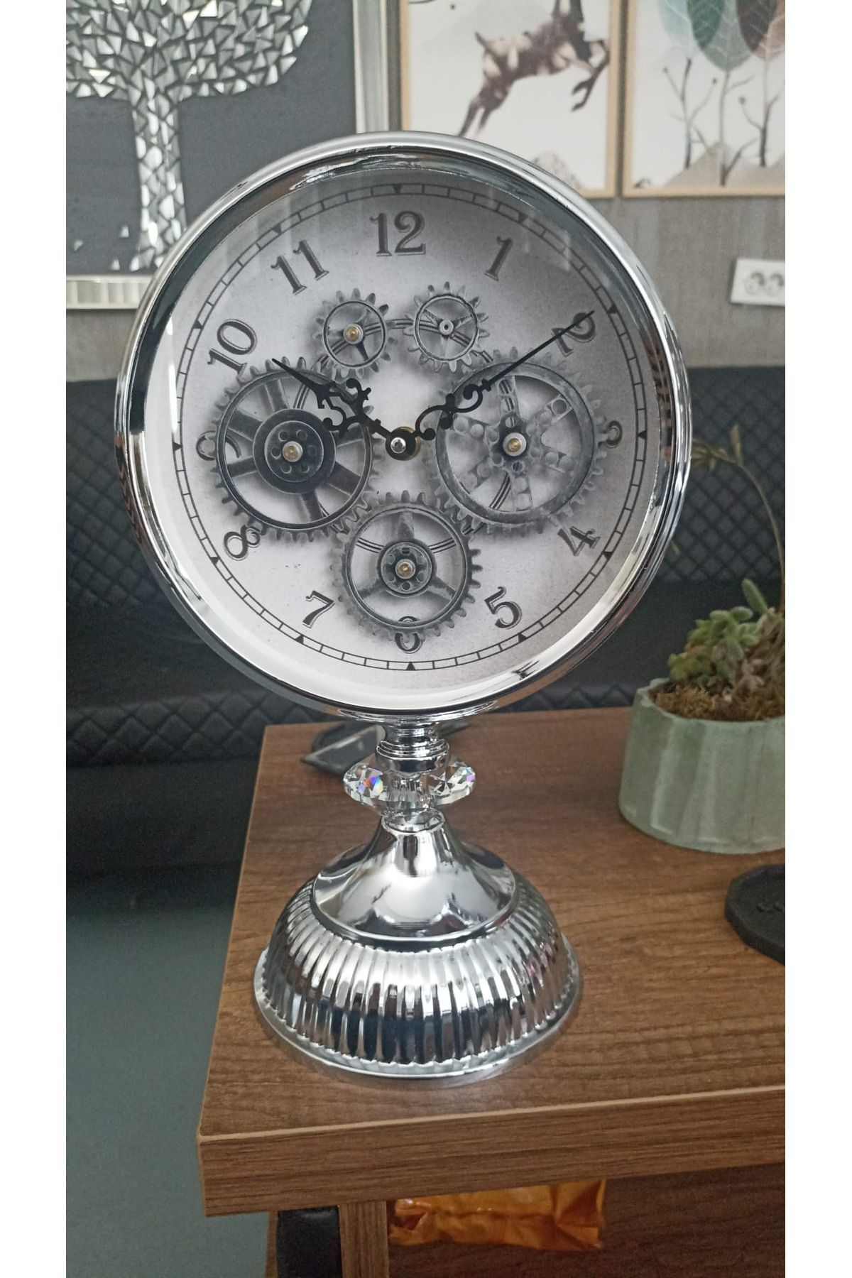 eco sepet Metal Çarklı Masa Saati 25cm x 15cm