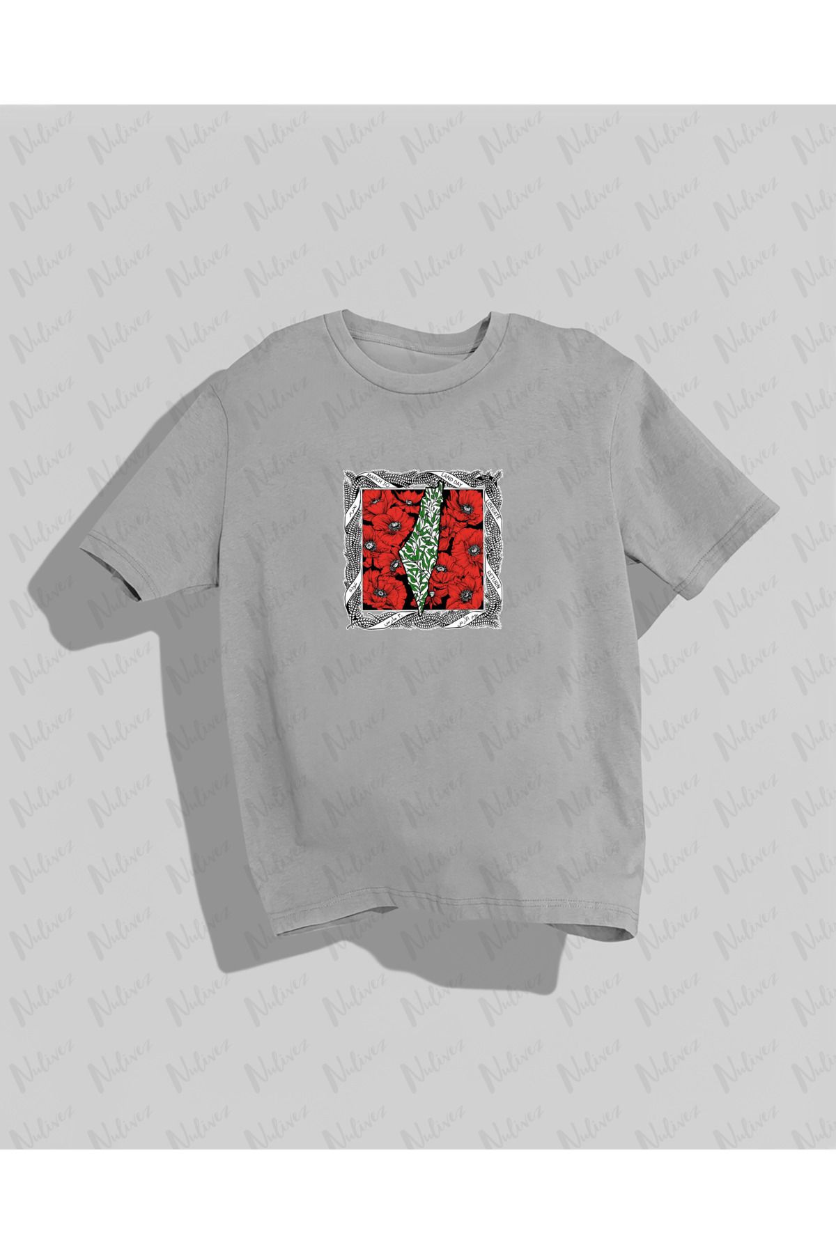 Nulivez Filistin Tasarımı Baskılı Yüksek Kalite Kompakt Unisex Oversize T-Shirt