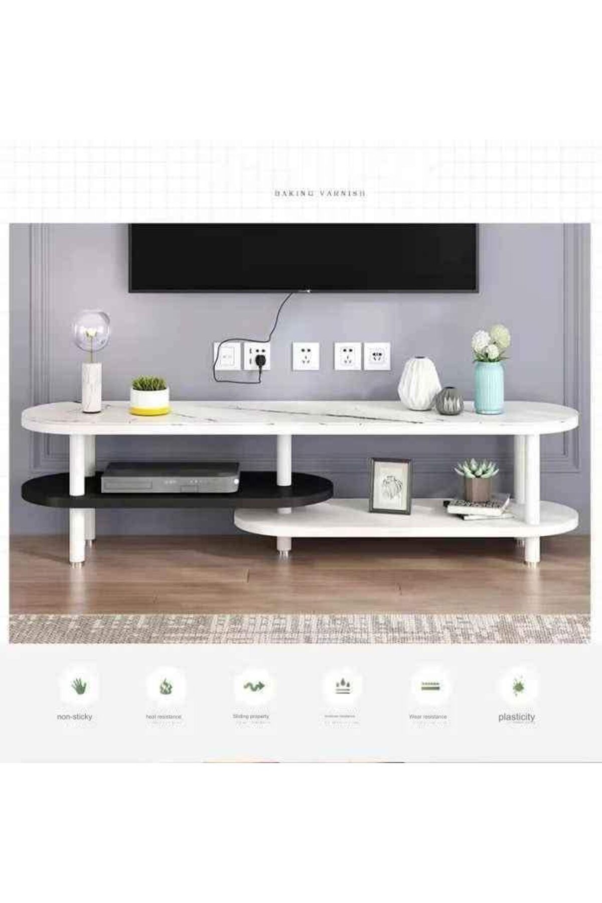 Generic-Double Layer Storage Console Table, Modern Simplicity TV Cabinet, Multifunction Wall Console Table 3