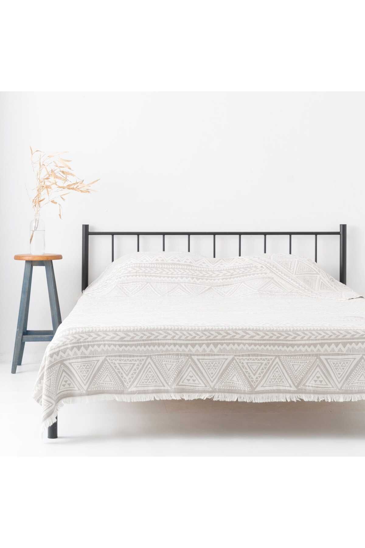 Evolet Home Etnik Desen Jakarlı Çift Kişilik Pike