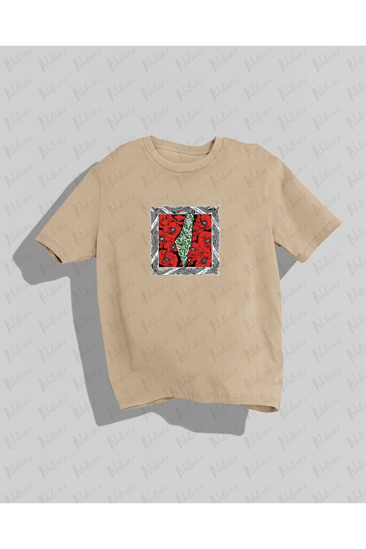 Nulivez Filistin Tasarımı Baskılı Yüksek Kalite Kompakt Unisex Oversize T-Shirt